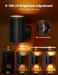 brightown-2-pack-black-plug-in-night-lights-with-rotating-plug-light-sensor-step image 2