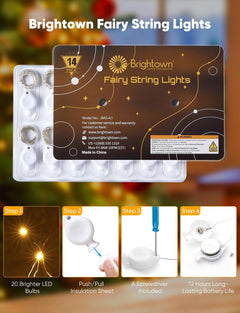 brightown-14-pack-7ft-20-led-battery-operated-silver-wire-firefly-starry-moon-li image 2