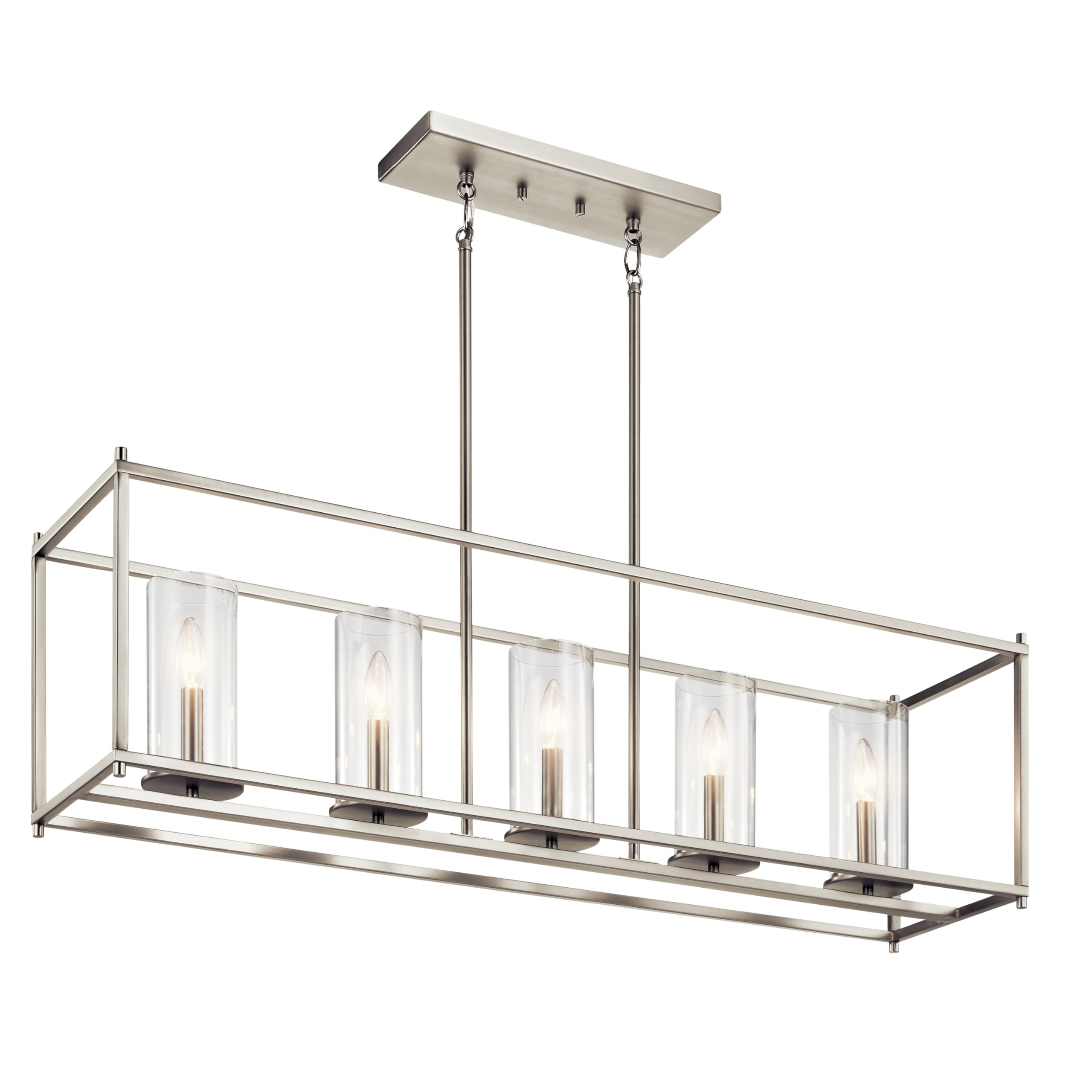 kichler-crosby-43995ni-5-light-linear-chandelier-brushed-nickel-41-25-with-clear image 1