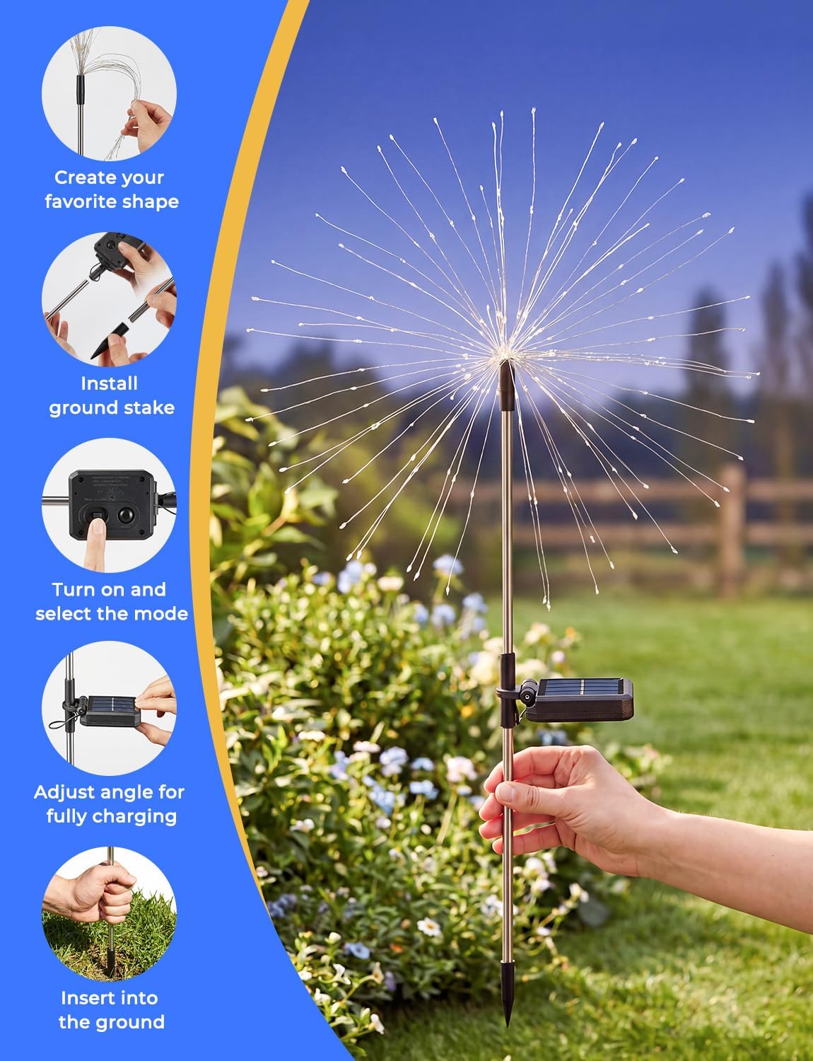 brightown-2-pack-180-led-firework-solar-stake-lights-red-yellow-blue-green-8-mod image 6