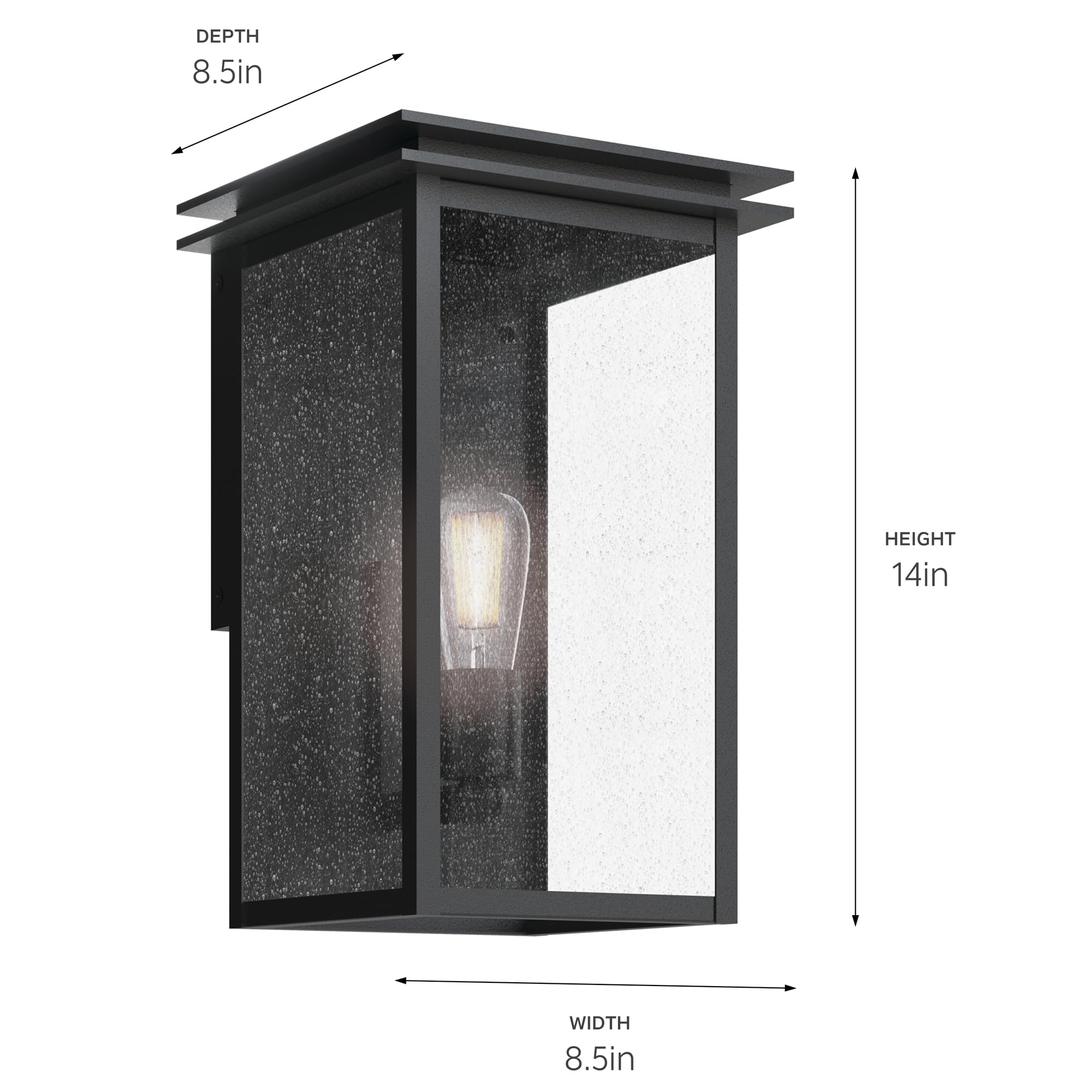 kichler-arkville-outdoor-wall-light-textured-black-clear-seeded-glass-for-porche image 5