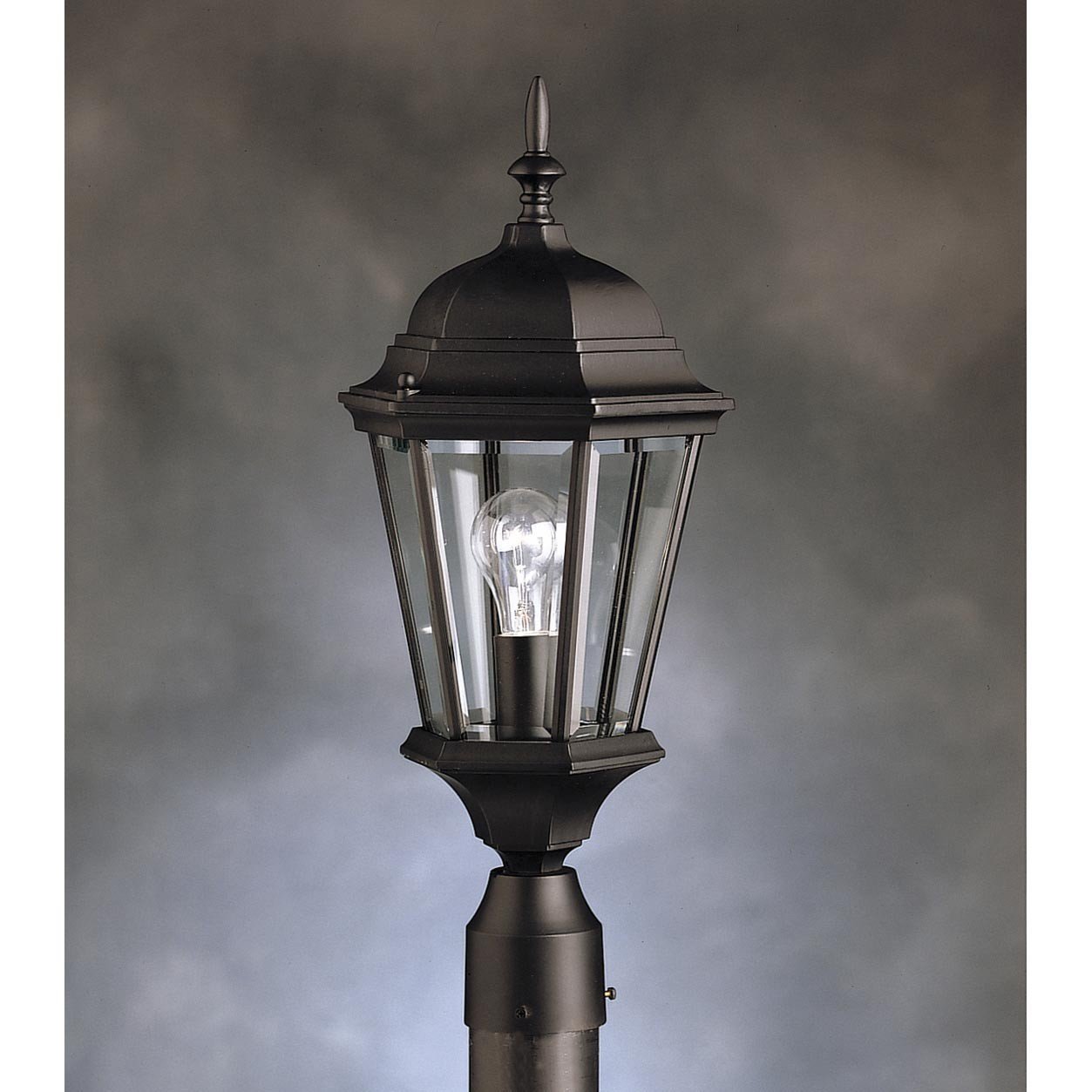 kichler-madison-outdoor-post-light-black-1-light-beveled-glass-9956bk image 1