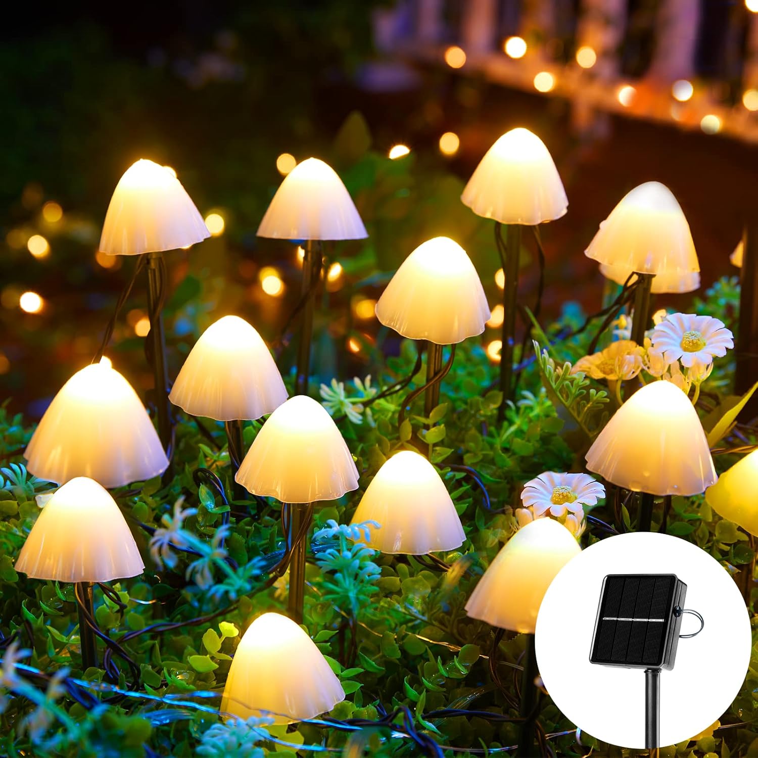 brightown-20-led-32-8ft-solar-powered-mushroom-string-lights image 1