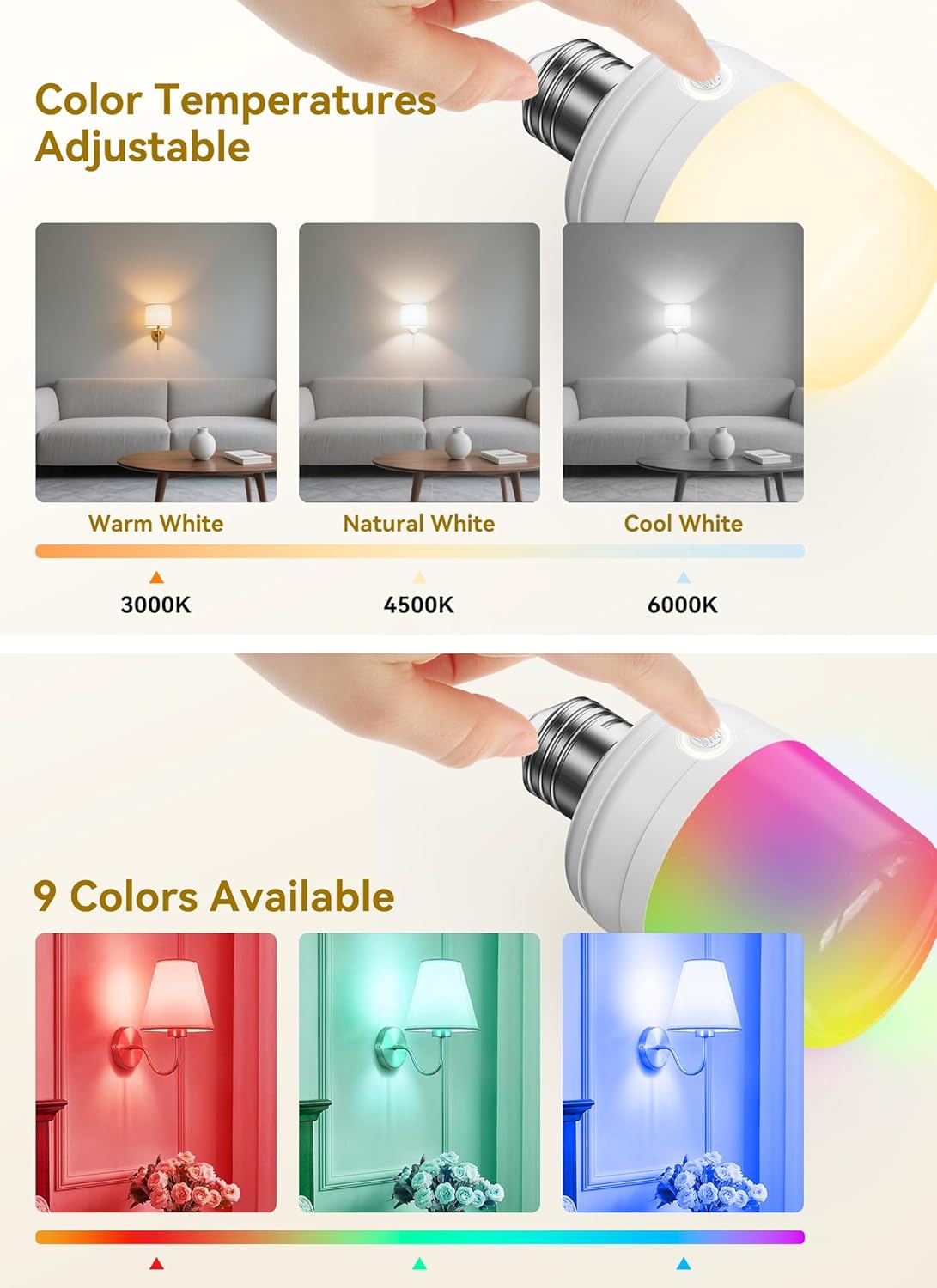 brightown-2-pack-e26-rechargeable-2300mah-light-bulbs-with-remote-12-colors-time image 4