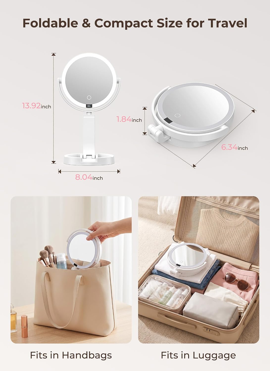 brightown-rechargeable-foldable-1x-10x-magnification-makeup-mirror-with-lights-a image 8