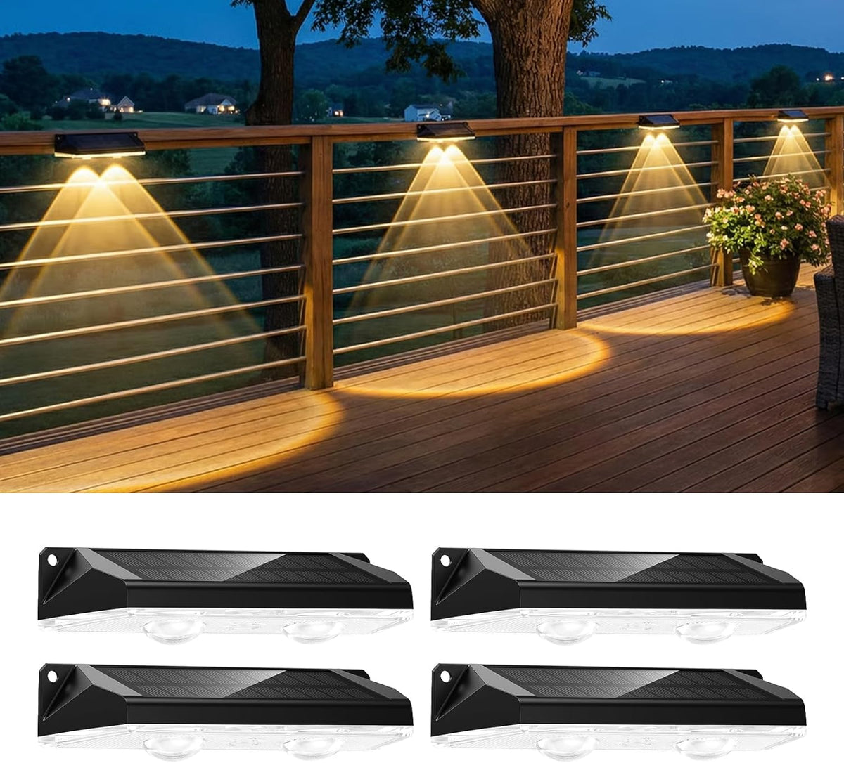 brightown-4-pack-solar-powered-fence-deck-step-lights-with-remote-warm-white-rgb image 1
