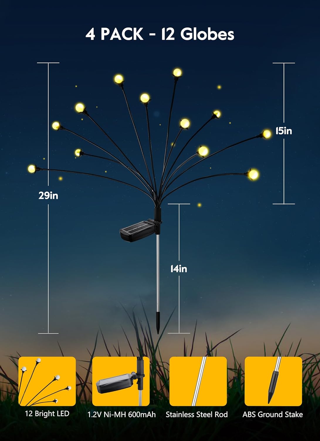 brightown-4-pack-48-led-solar-firefly-stake-lights-warm-white-flexible-stems-2-m image 7