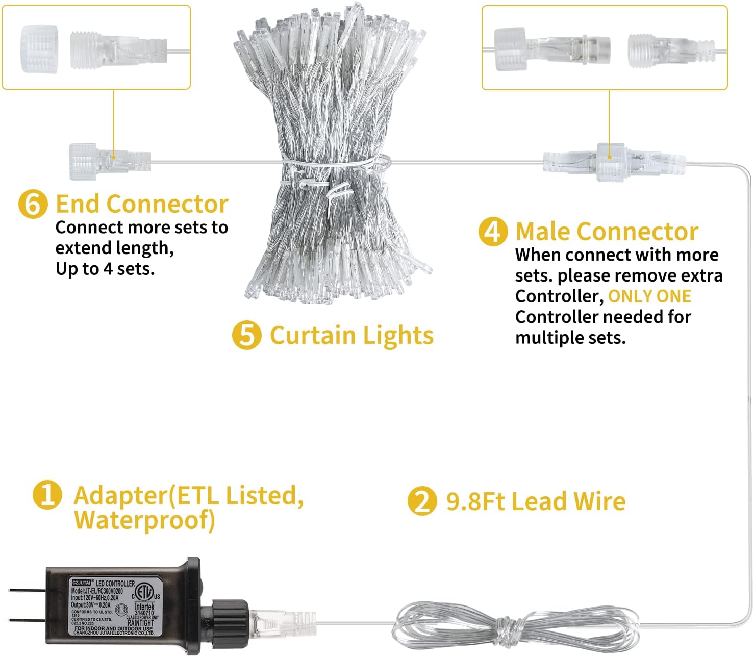 brightown-9-8-ft-300-led-curtain-string-lights-with-remote-multicolor-8-modes image 6