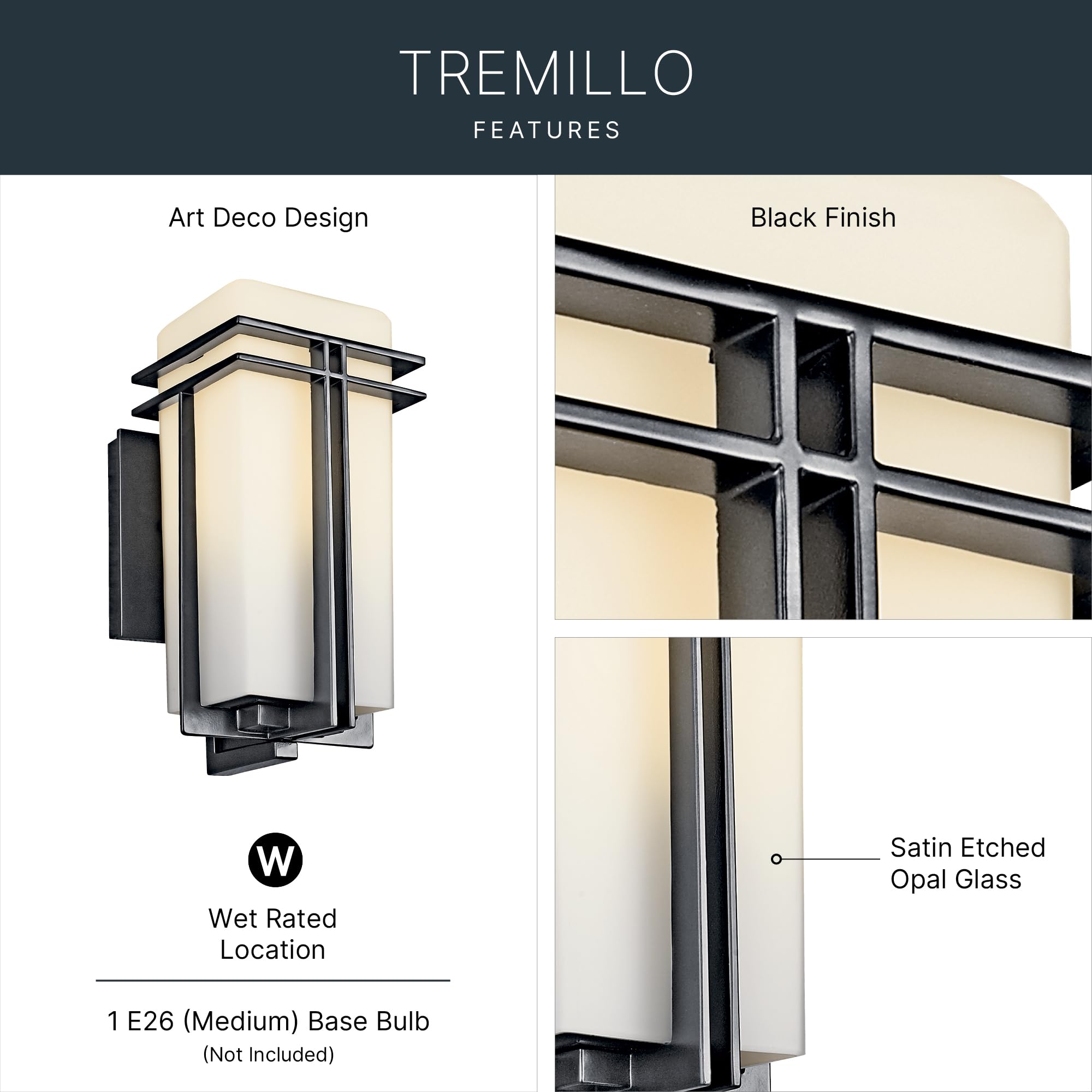 kichler-tremillo-outdoor-wall-sconce-in-black-49200bk-with-opal-glass image 3