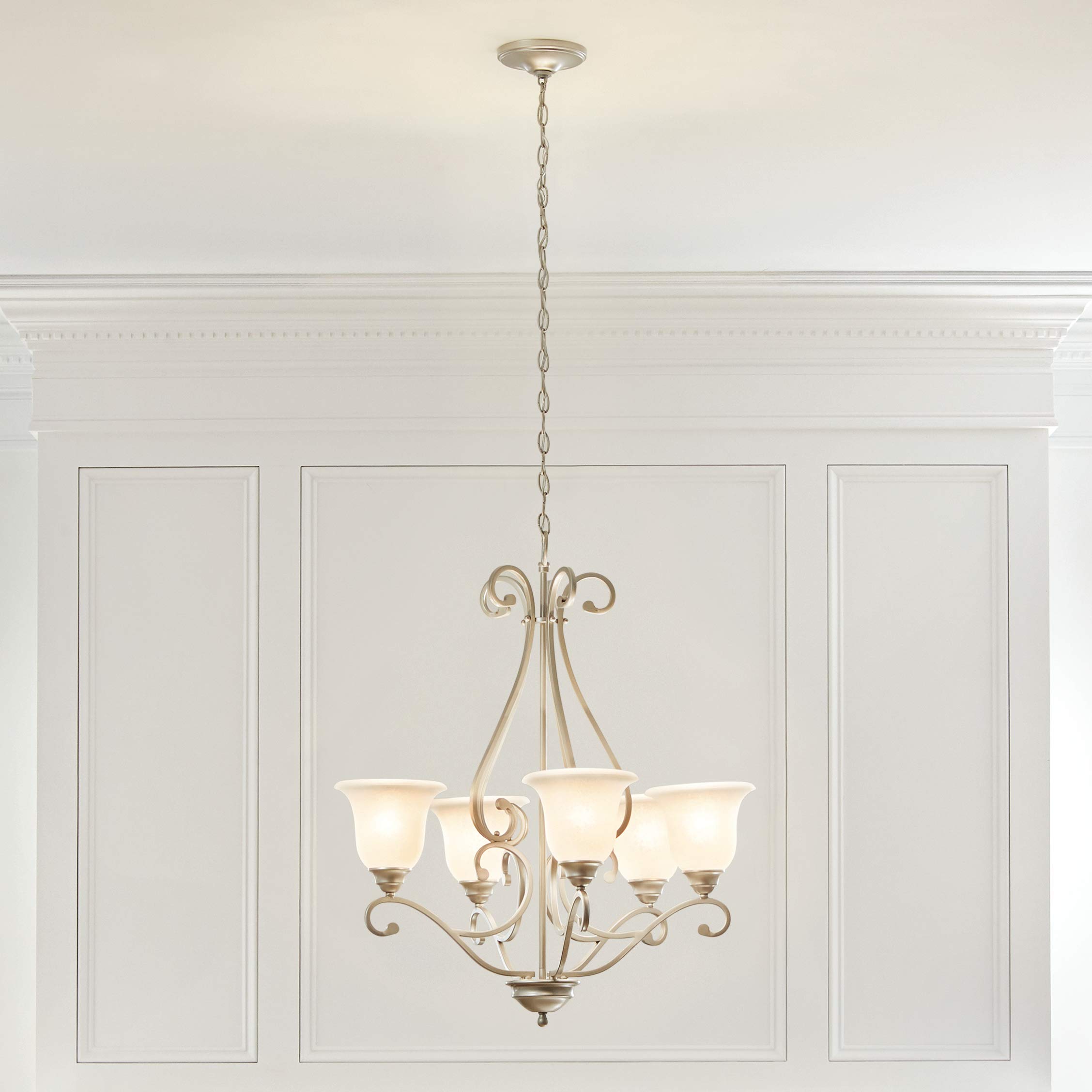 kichler-camerena-31-25-5-light-chandelier-brushed-nickel-with-white-scavo-glass- image 2