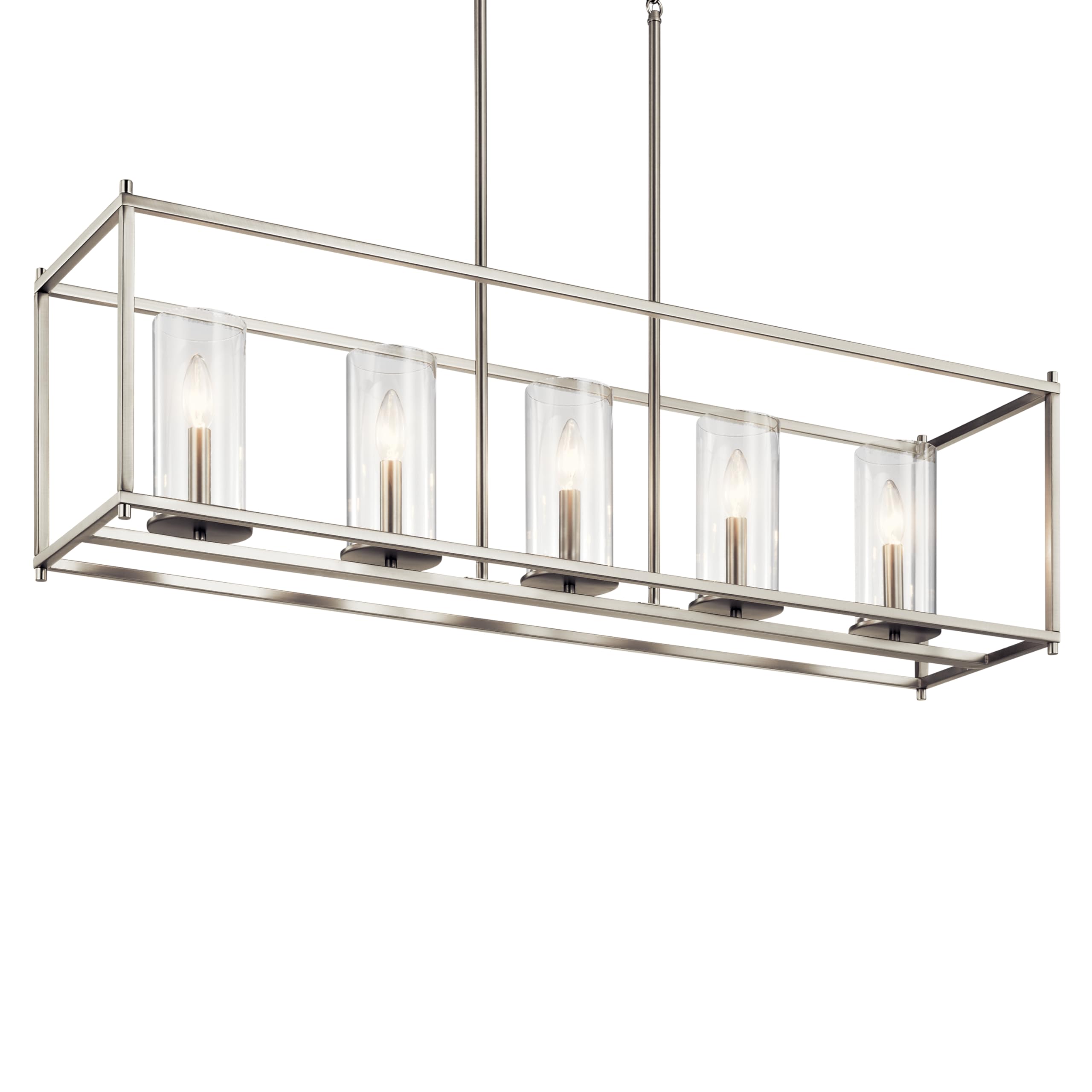 kichler-crosby-43995ni-5-light-linear-chandelier-brushed-nickel-41-25-with-clear image 5