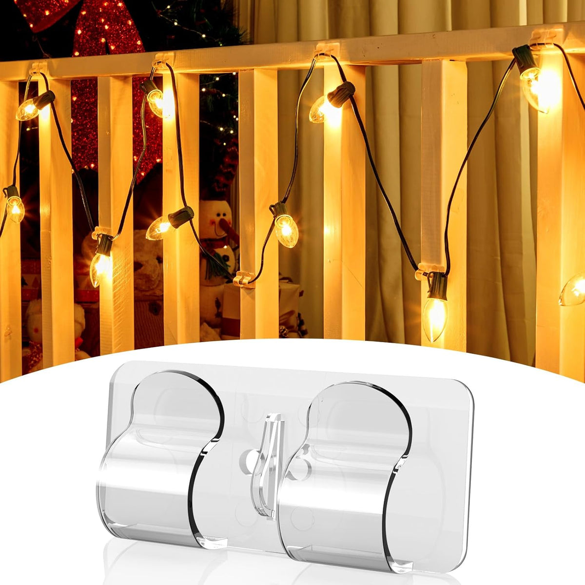 brightown-christmas-light-clips-with-adhesive-strips-30-clips-35-strips-for-indo image 1