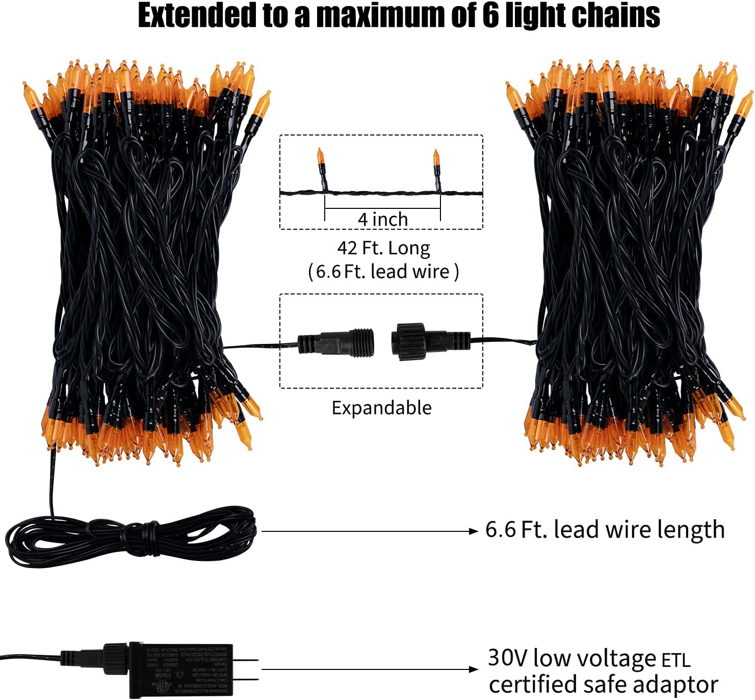 brightown-2-pack-39ft-plug-in-100-led-mini-orange-string-lights-with-8-modes-for image 5