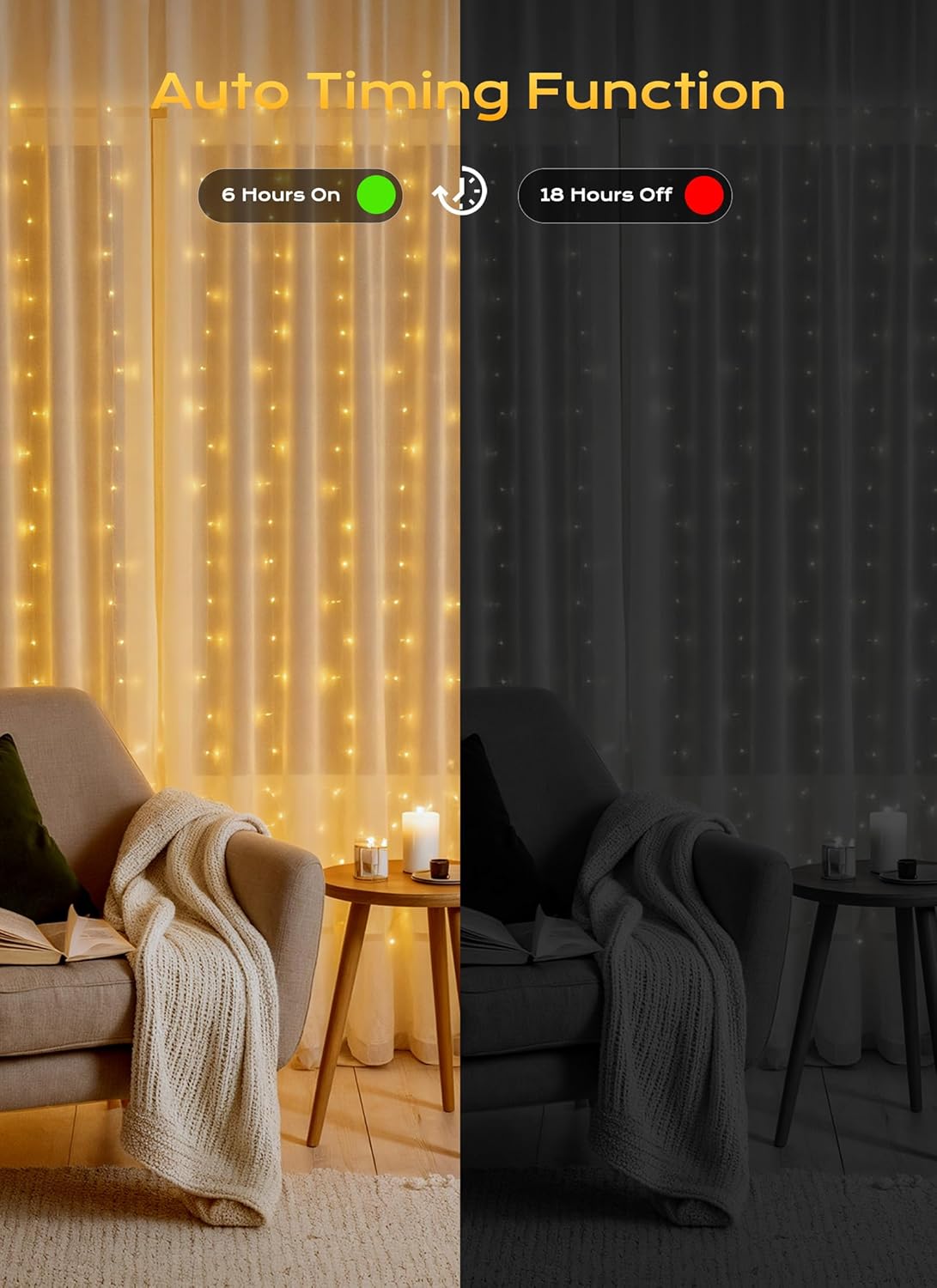 brightown-300-led-curtain-fairy-lights-9-8ft-remote-usb-adapter-8-modes-timer-di image 3