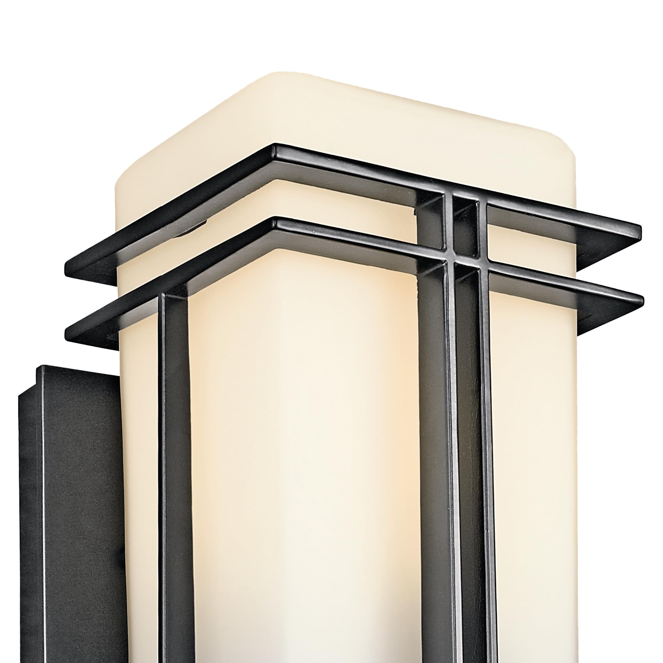 kichler-tremillo-outdoor-wall-sconce-in-black-49200bk-with-opal-glass image 4