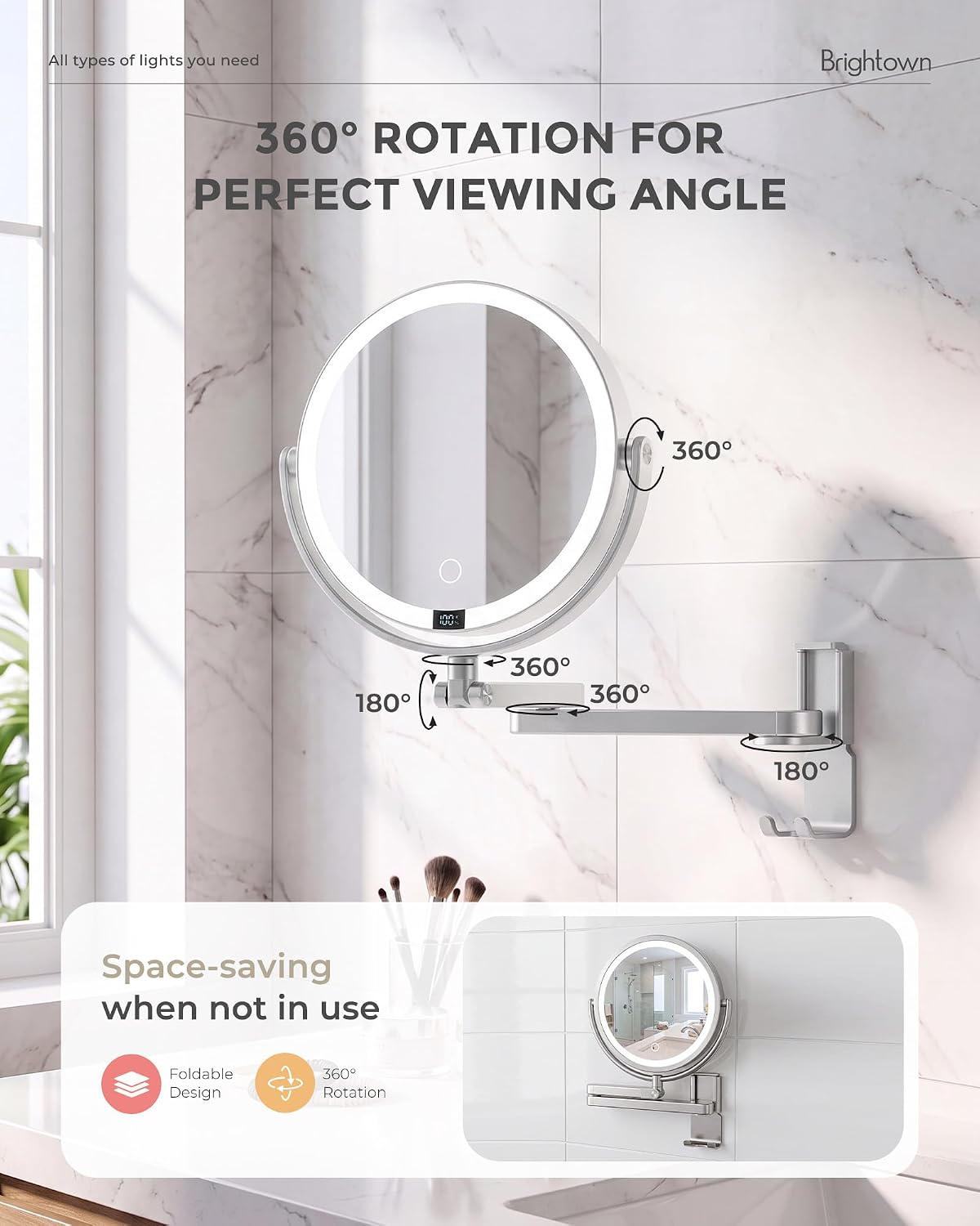 brightown-4000mah-rechargeable-wall-mounted-lighted-makeup-mirror-with-3-color-l image 7