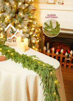 brightown-christmas-garland-with-lights-6ft-norfolk-pine-garlands-battery-operat image 2