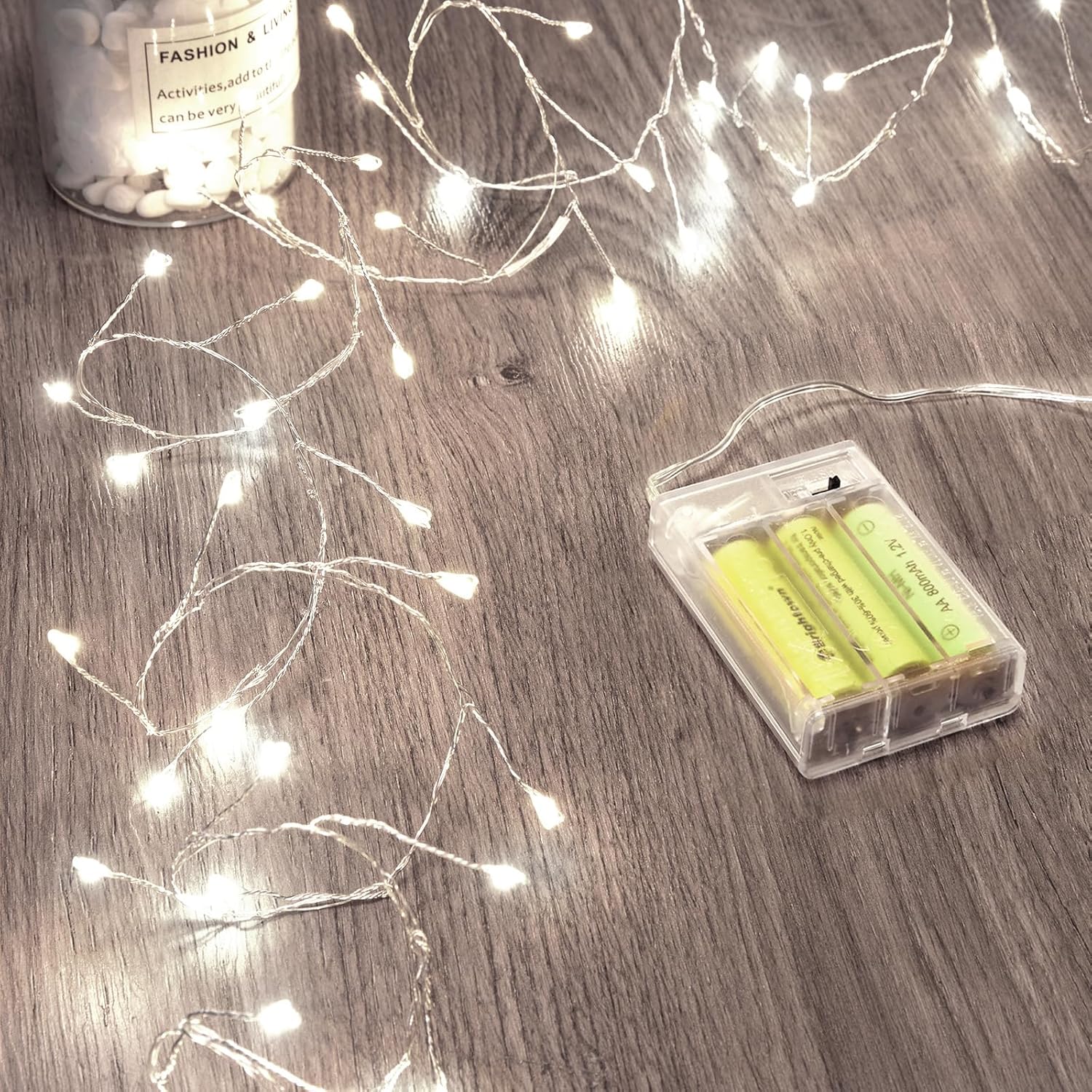 brightown-5ft-60-led-battery-operated-firecracker-cluster-lights-pure-white-silv image 1