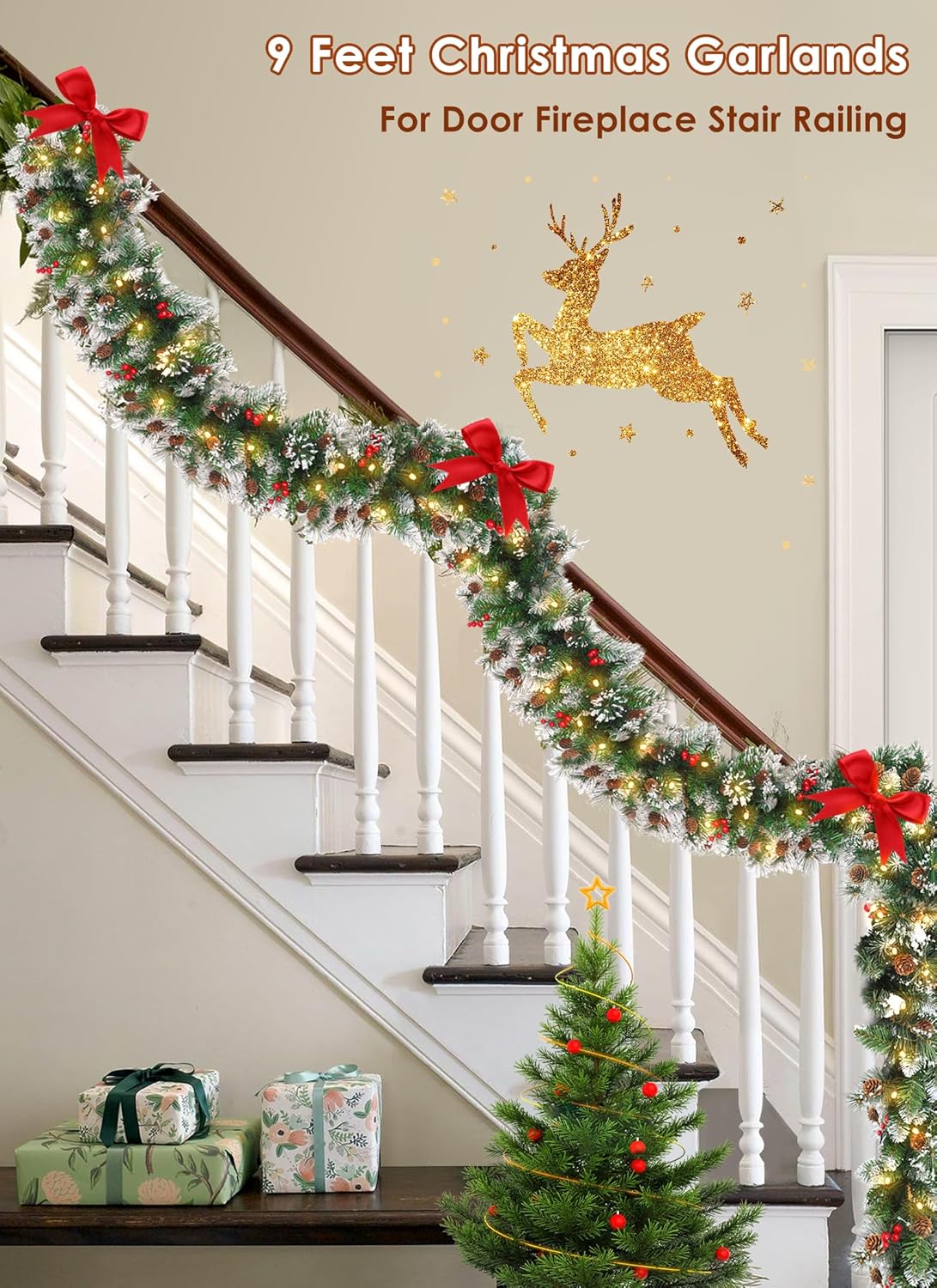 brightown-9ft-christmas-garland-with-lights-100-led-battery-operated-pine-cones- image 6