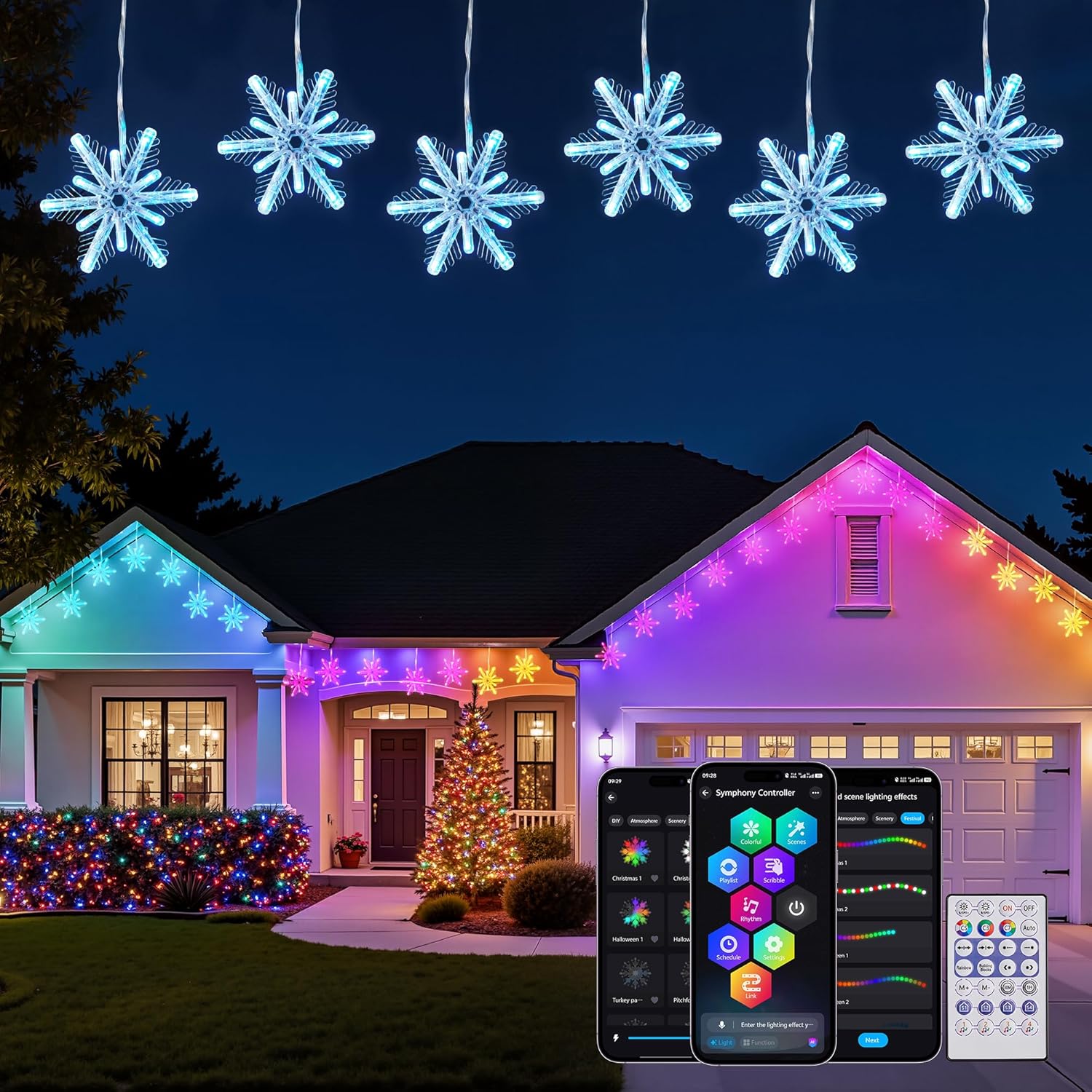 brightown-24ft-smart-app-control-christmas-icicle-snowflake-lights-192-leds-16-d image 1