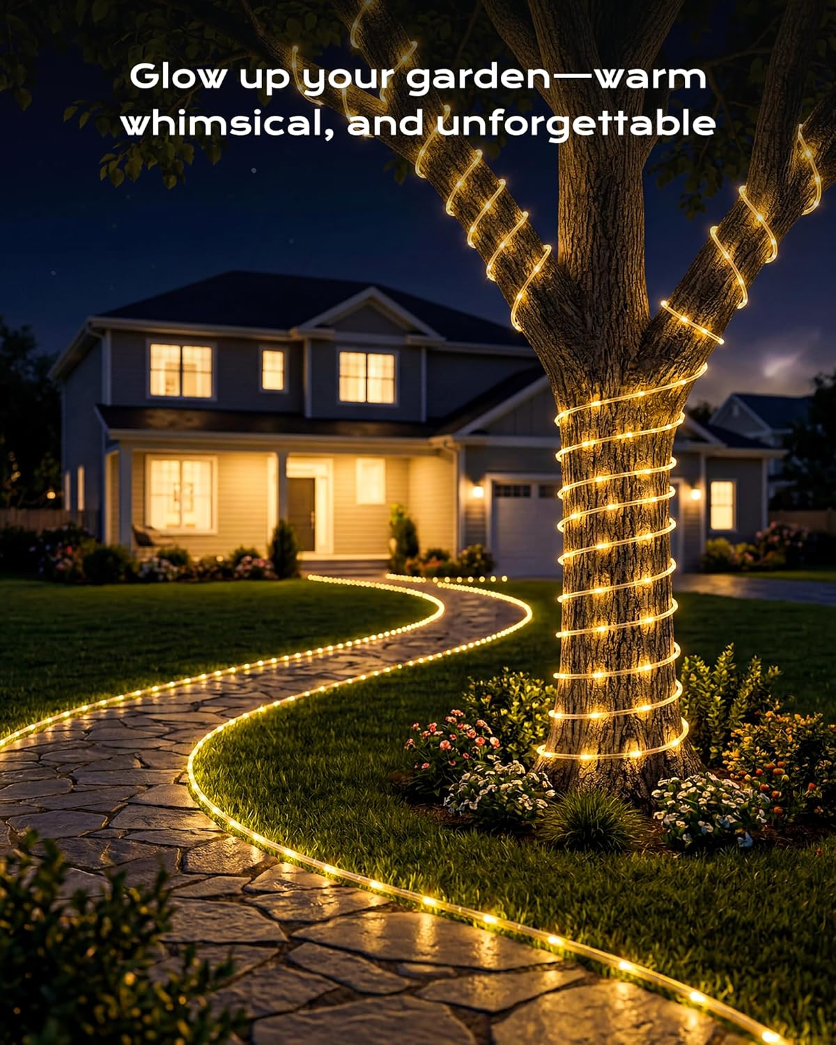 brightown-2-pack-78ft-total-200-led-solar-rope-lights-8-modes-warm-white-waterpr image 6