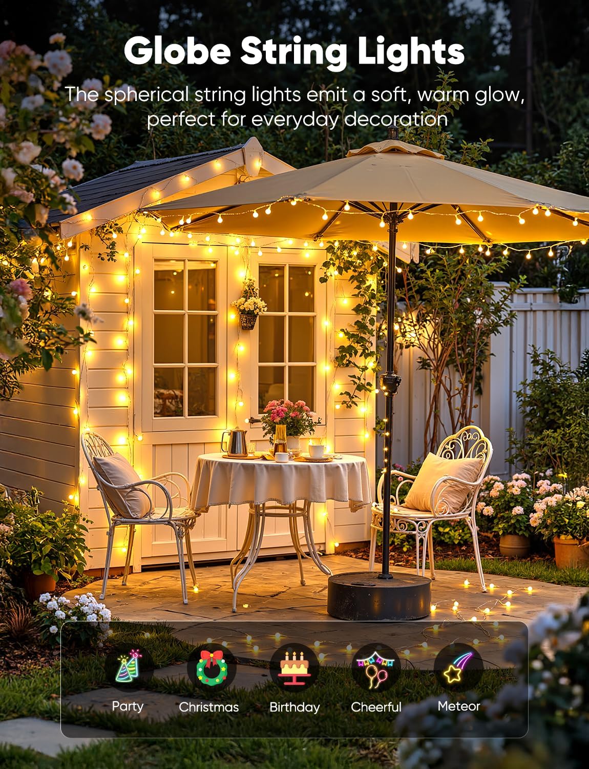 brightown-33ft-100-led-plug-in-globe-ball-string-lights-with-remote-warm-white image 4