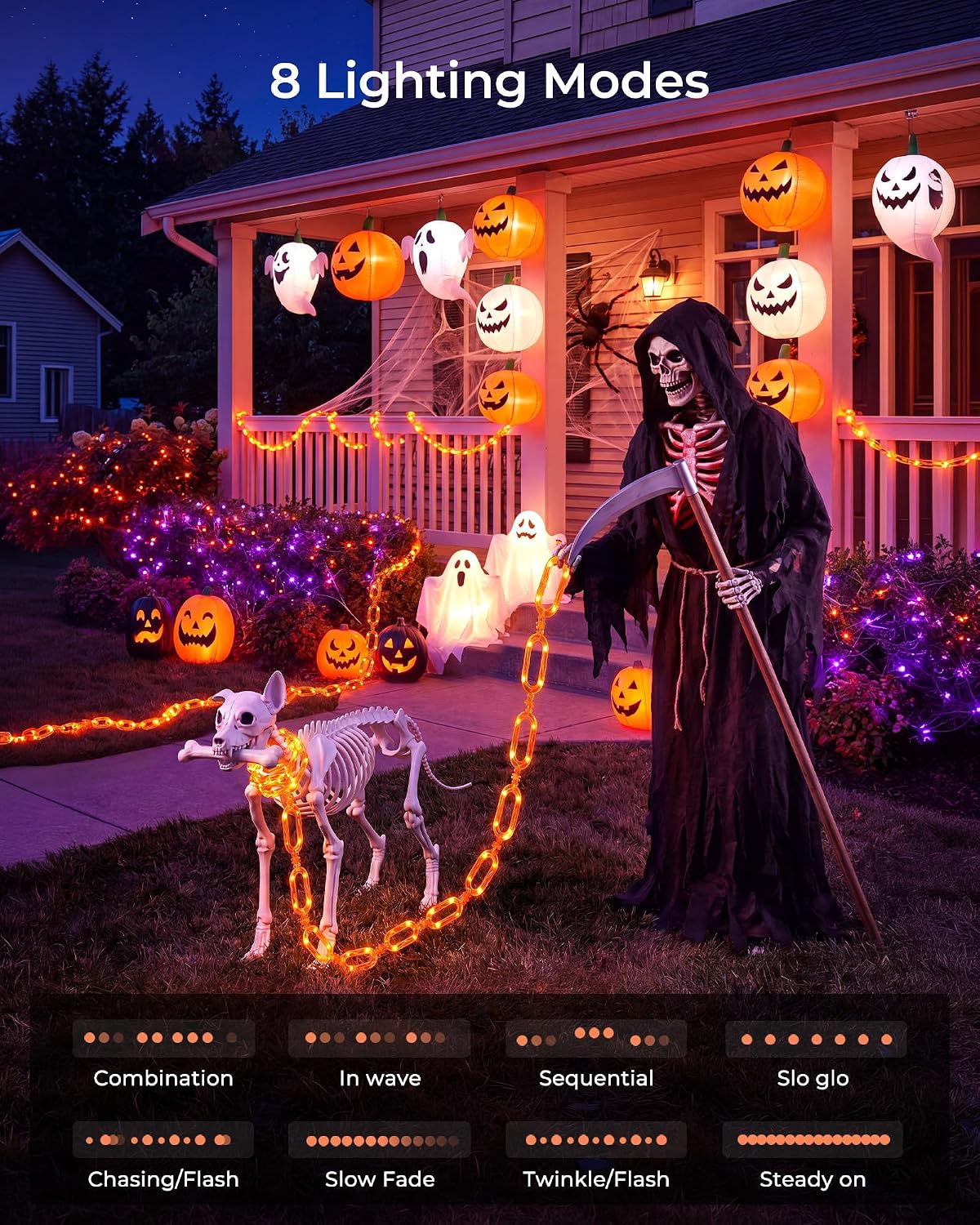 brightown-2-pack-10ft-battery-operated-orange-led-string-lights-88-leds-each-wit image 2