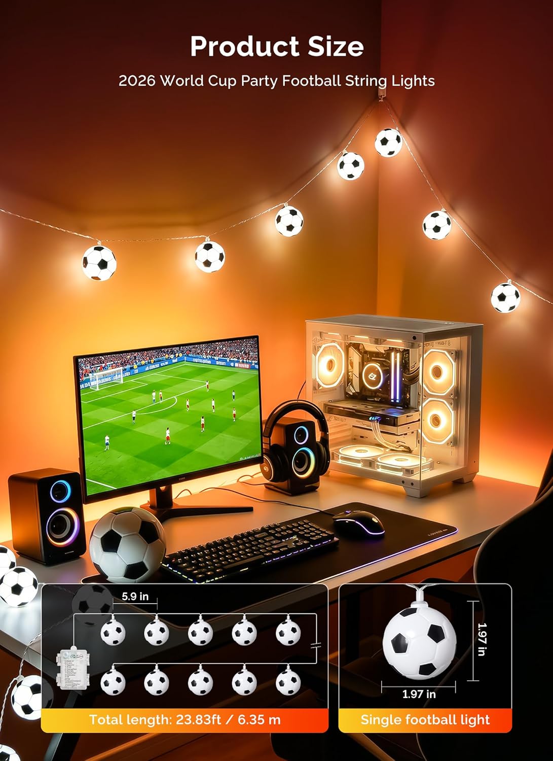 brightown-11ft-battery-operated-20-led-soccer-ball-string-lights-for-sports-fans image 2