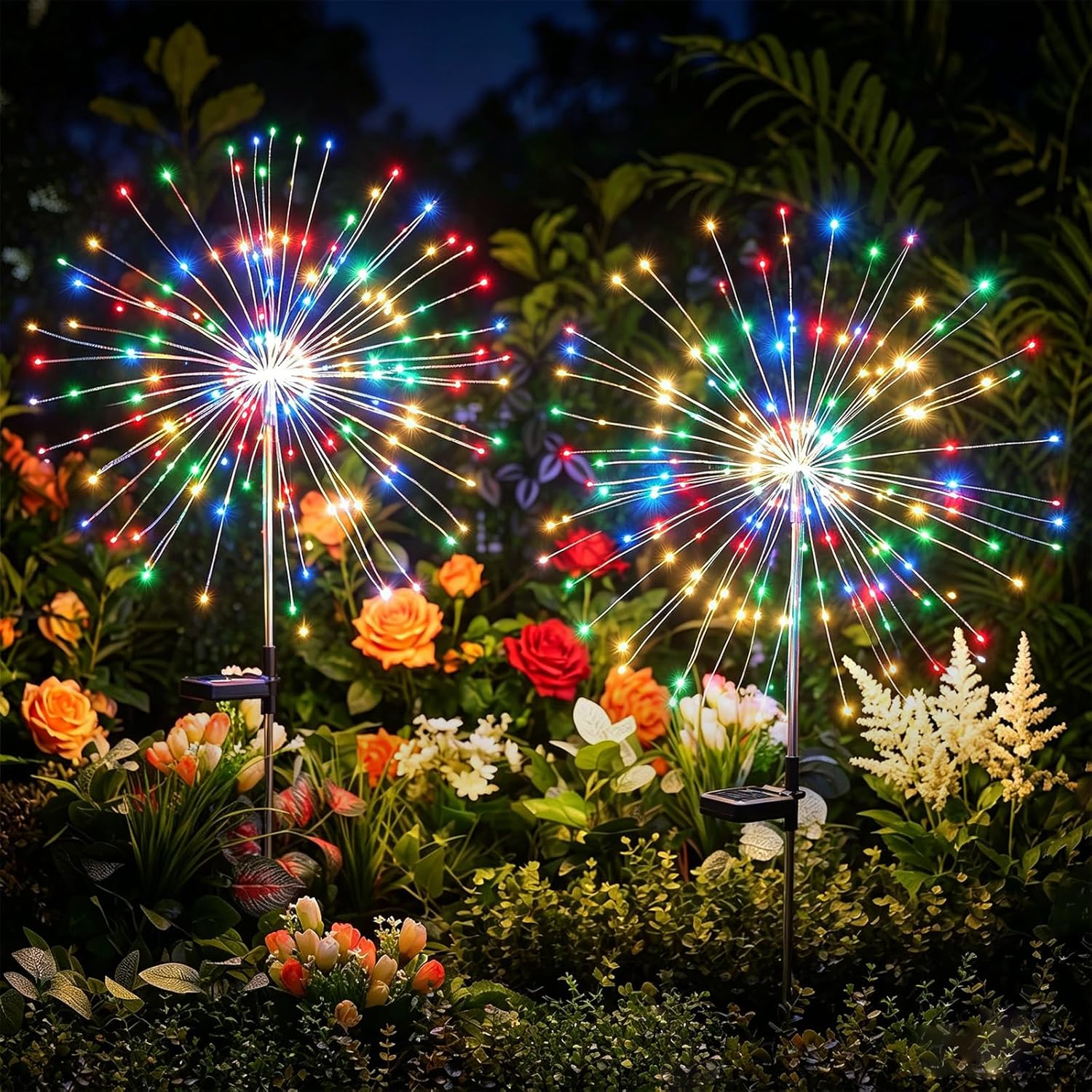 brightown-2-pack-180-led-firework-solar-stake-lights-red-yellow-blue-green-8-mod image 1