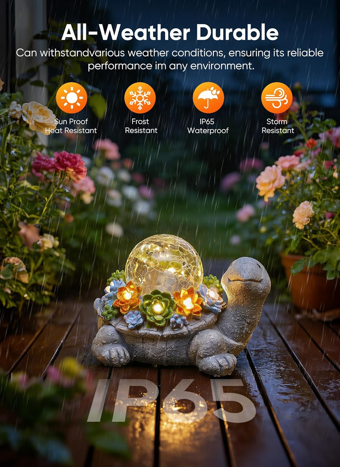 brightown-solar-powered-turtle-statue-with-5-succulent-led-lights image 6