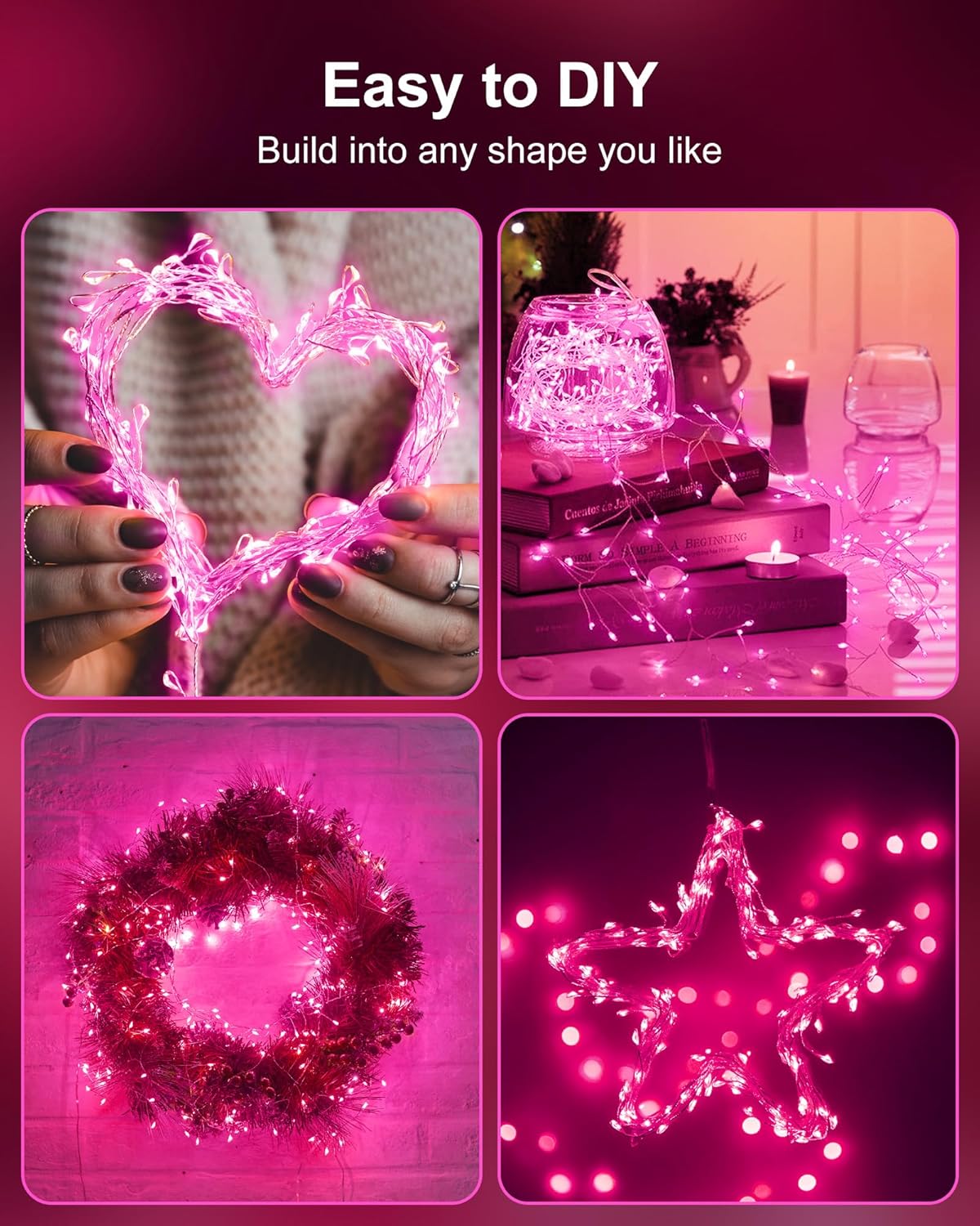 brightown-5ft-60-led-battery-operated-pink-silver-wire-firecracker-fairy-lights- image 2