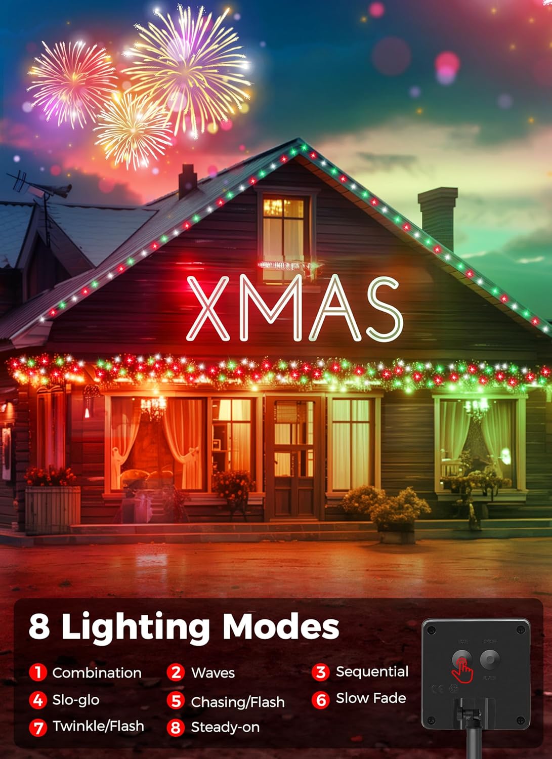 brightown-solar-string-lights-2-pack-total-80ft-200-led-8-modes-red-green-white- image 3