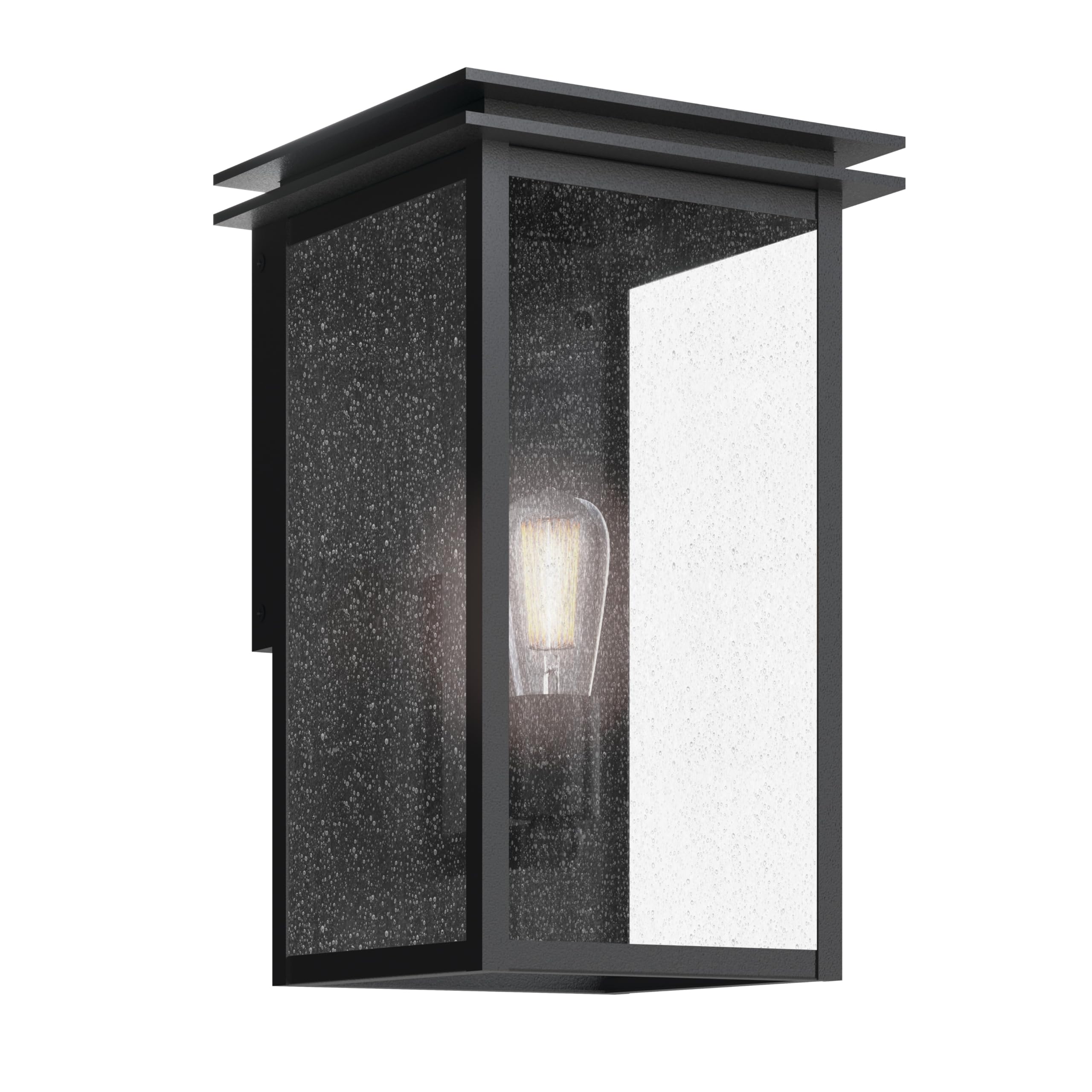 kichler-arkville-outdoor-wall-light-textured-black-clear-seeded-glass-for-porche image 1