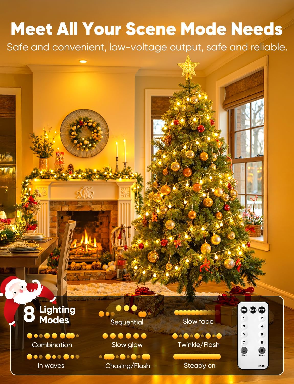 brightown-33ft-100-led-plug-in-globe-ball-string-lights-with-remote-warm-white image 3