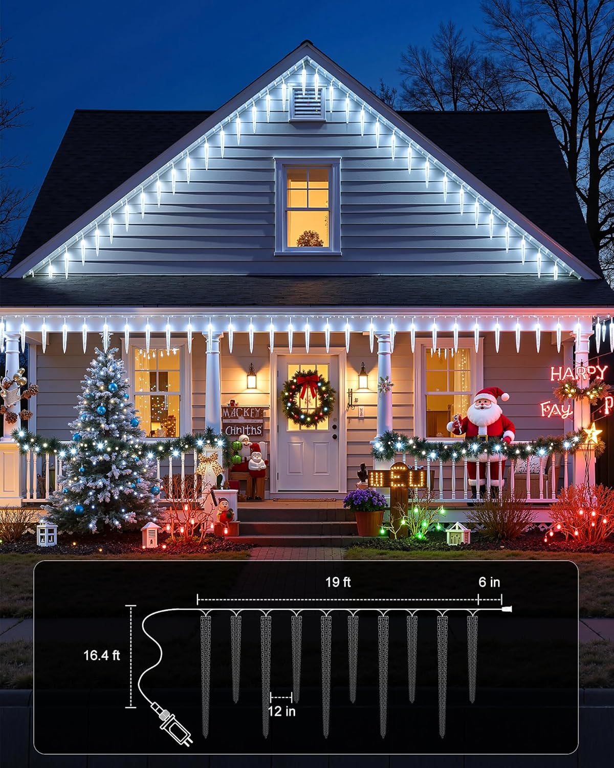 brightown-20ft-20-tubes-100-led-christmas-icicle-lights-with-remote-cool-white image 2