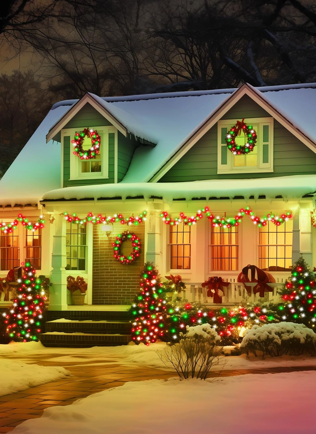 brightown-solar-string-lights-2-pack-total-80ft-200-led-8-modes-red-green-white- image 7