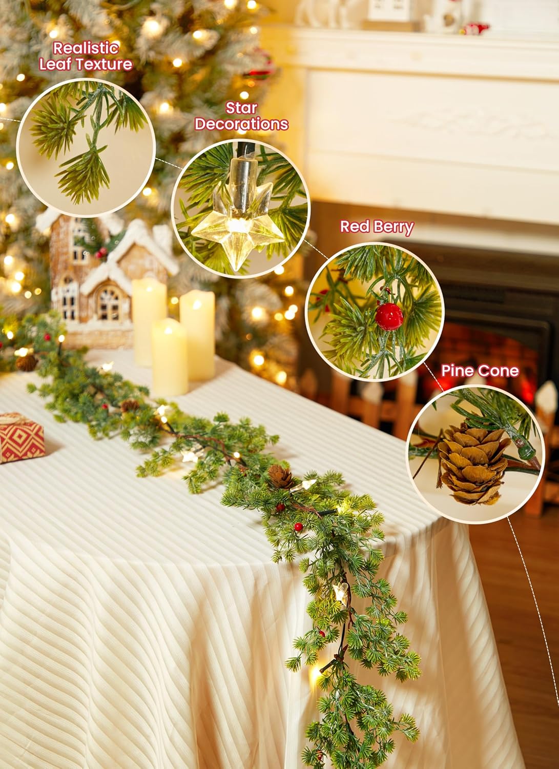 brightown-2-pack-6ft-led-lighted-pine-leaves-garlands-with-20-lights-each-batter image 3