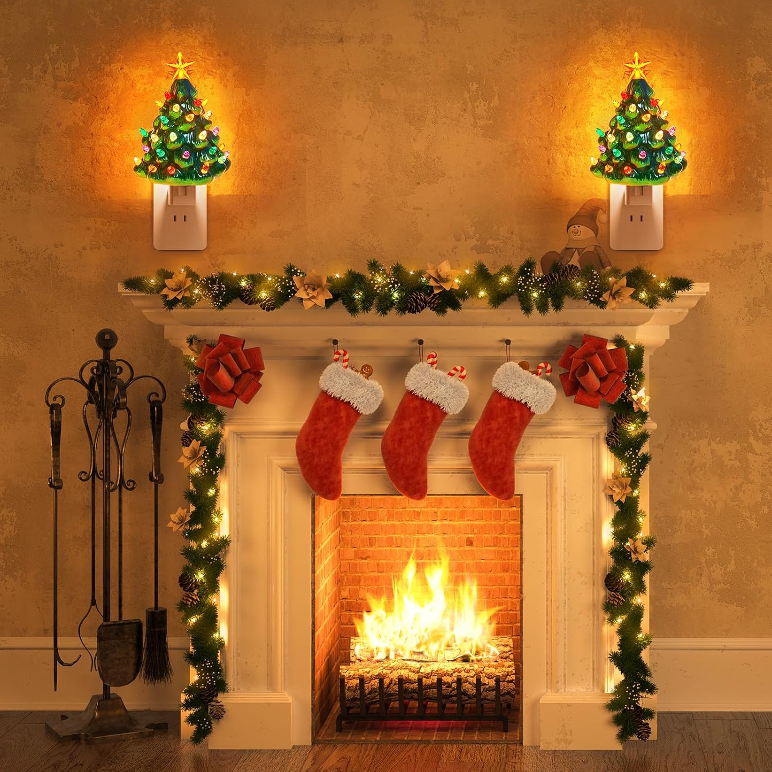 brightown-2-pack-6-ceramic-christmas-tree-night-light-with-star-topper-green image 5