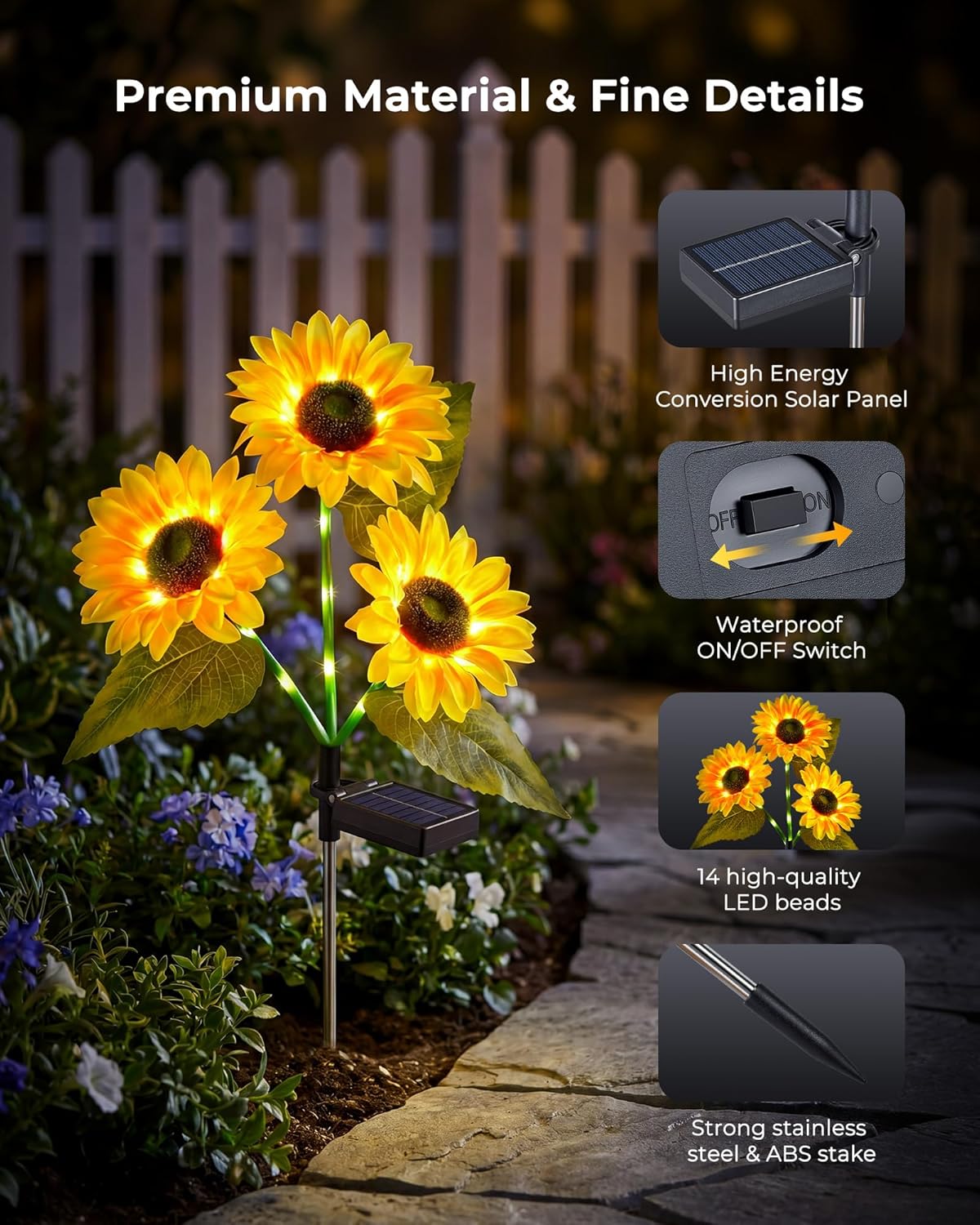 brightown-3-pack-solar-powered-sunflower-stake-lights-for-garden-yard-pathway-42 image 2