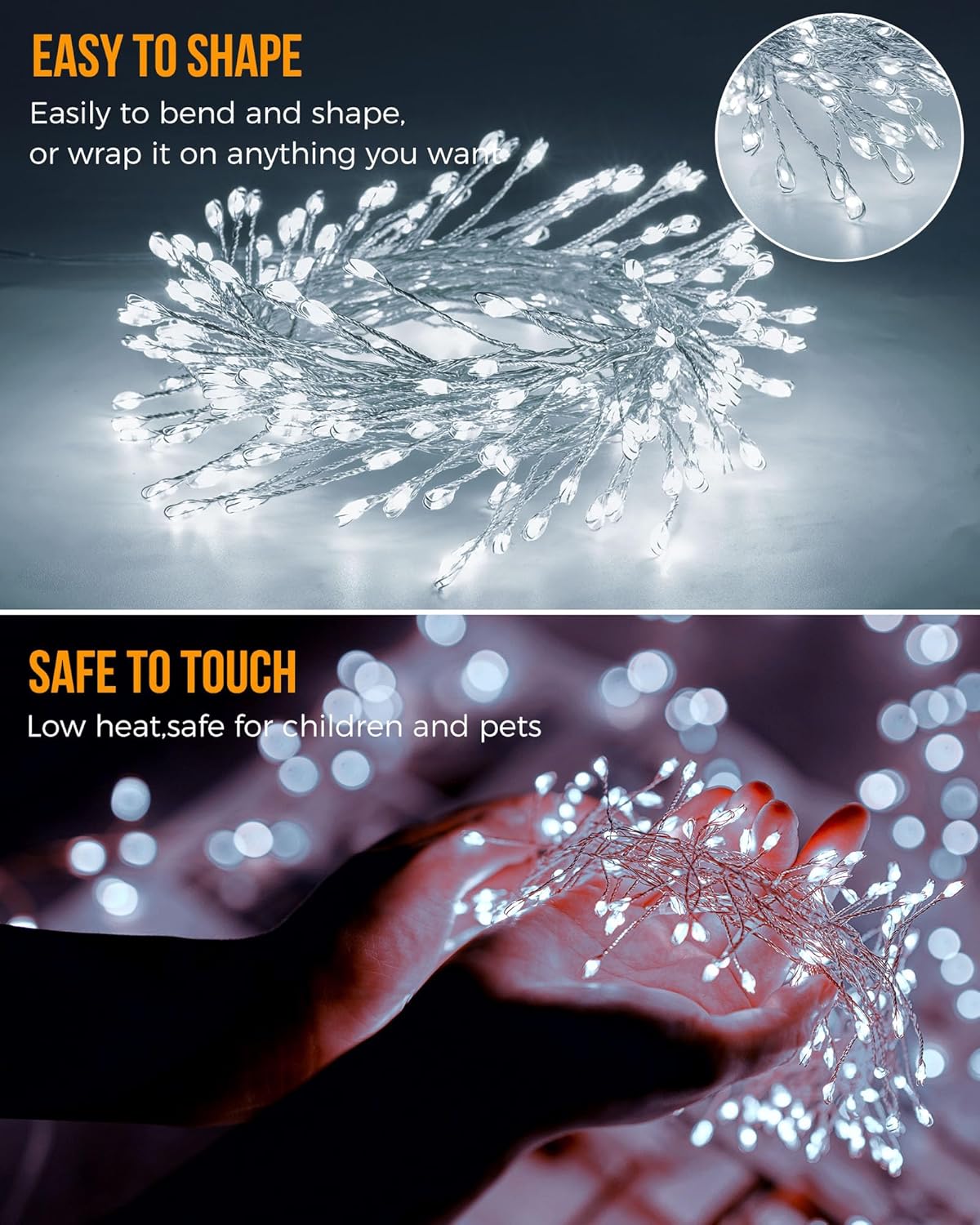 brightown-pure-white-10ft-120-led-battery-operated-silver-wire-firecracker-clust image 4