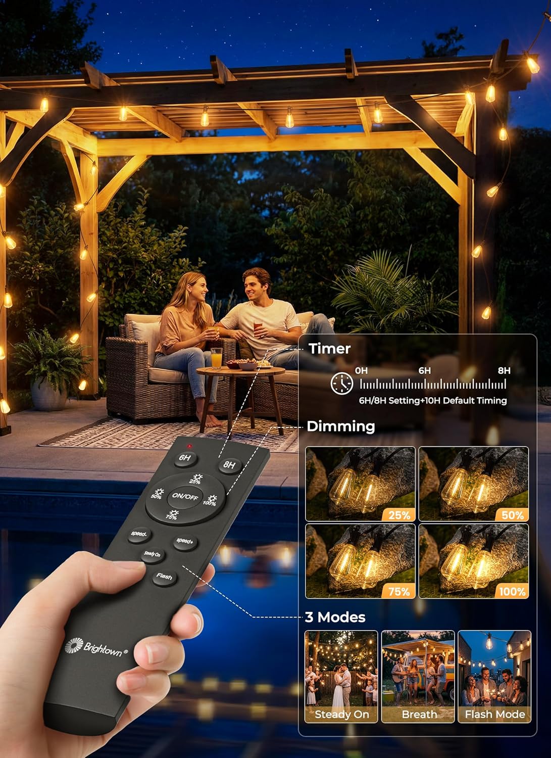 brightown-58ft-solar-powered-26-led-shatterproof-string-lights-outdoor-patio-gar image 5