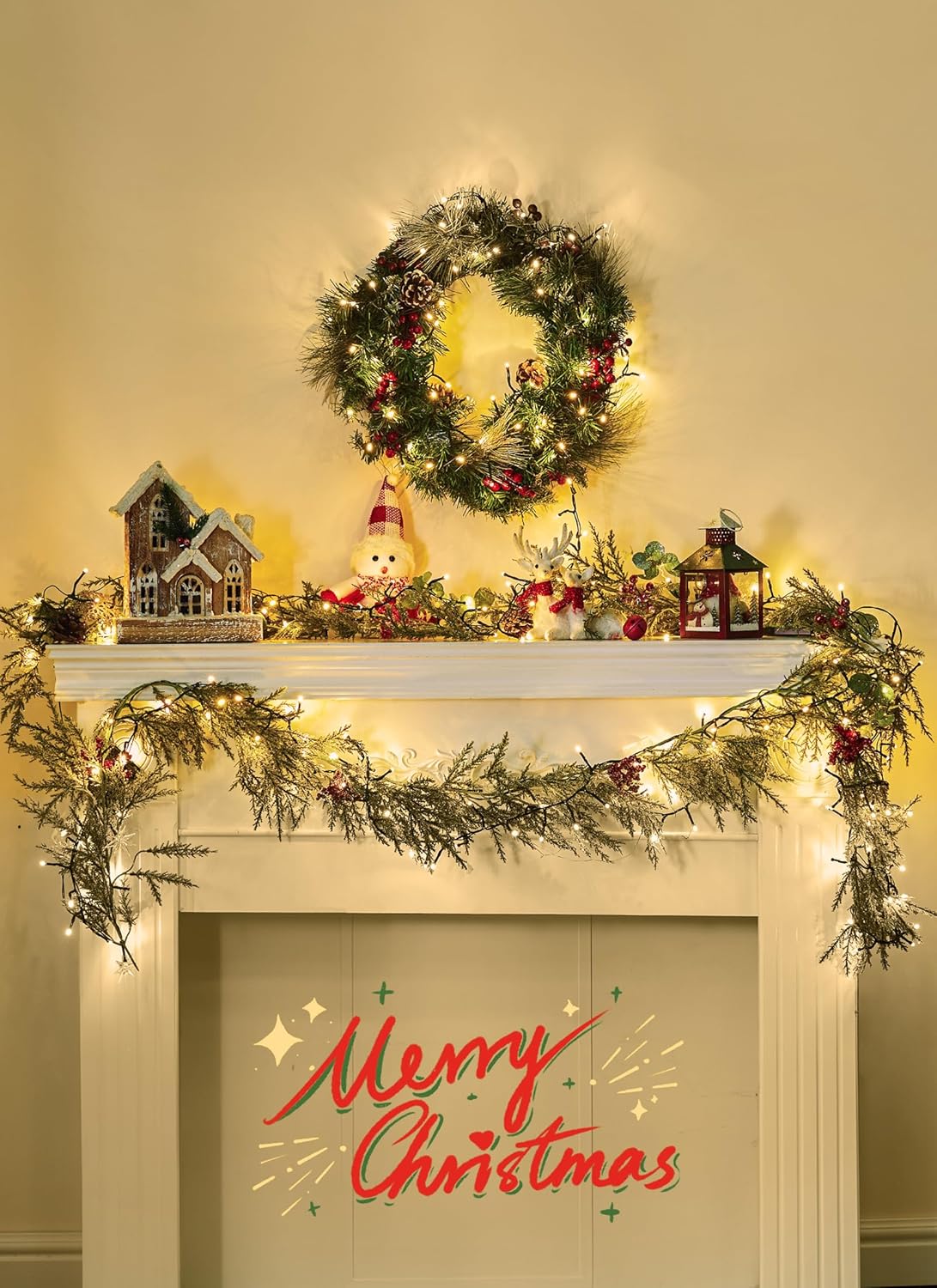 brightown-2-pack-6ft-battery-operated-pre-lit-christmas-garland-with-pine-cones- image 2