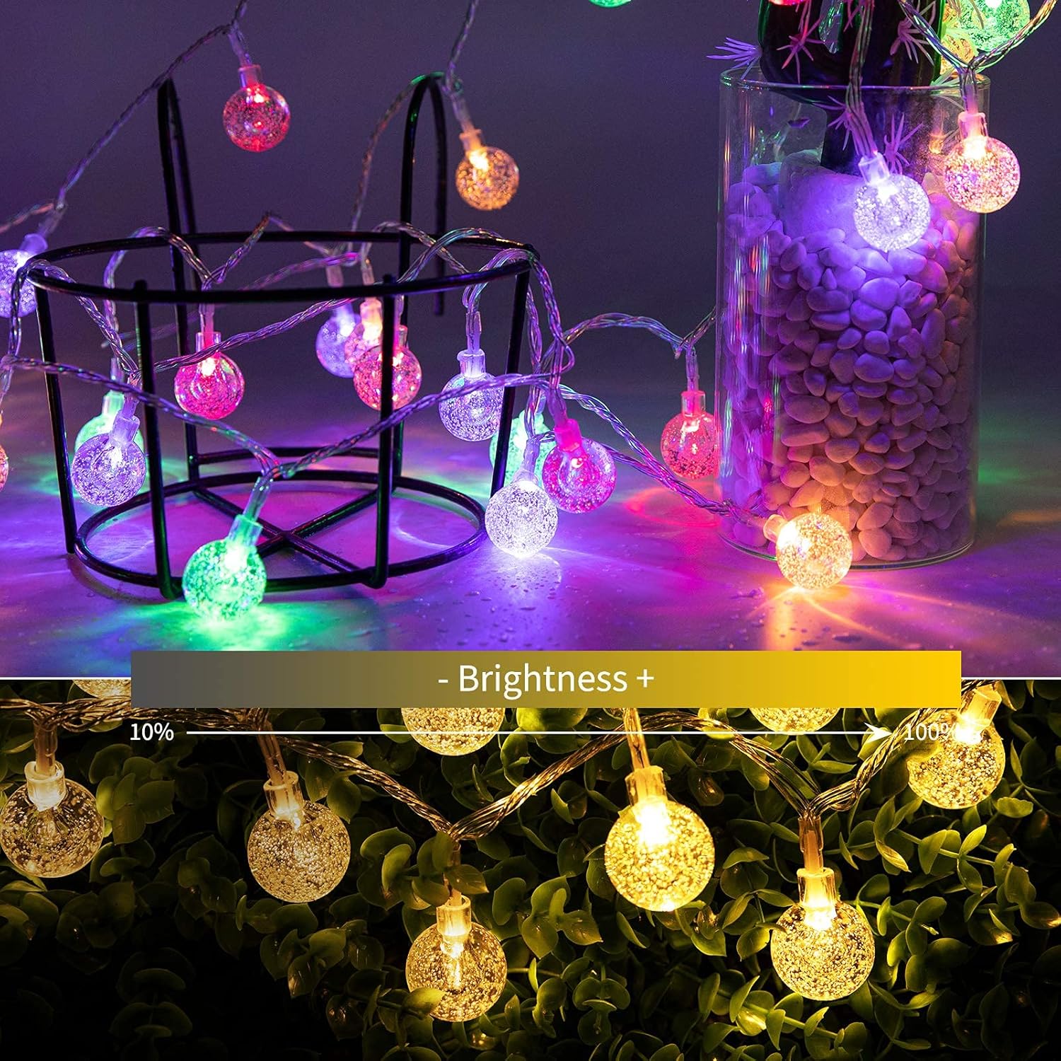 brightown-33ft-100-led-usb-plug-in-crystal-globe-fairy-lights-with-remote-8-mode image 4