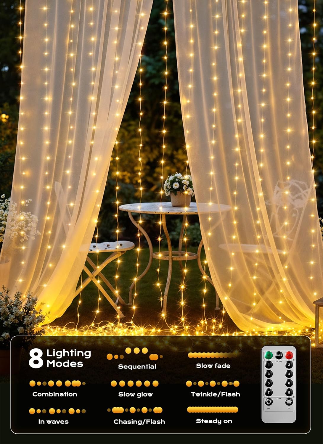 brightown-20ft-600-led-curtain-window-fairy-lights-remote-usb-adapter-8-modes-wa image 3