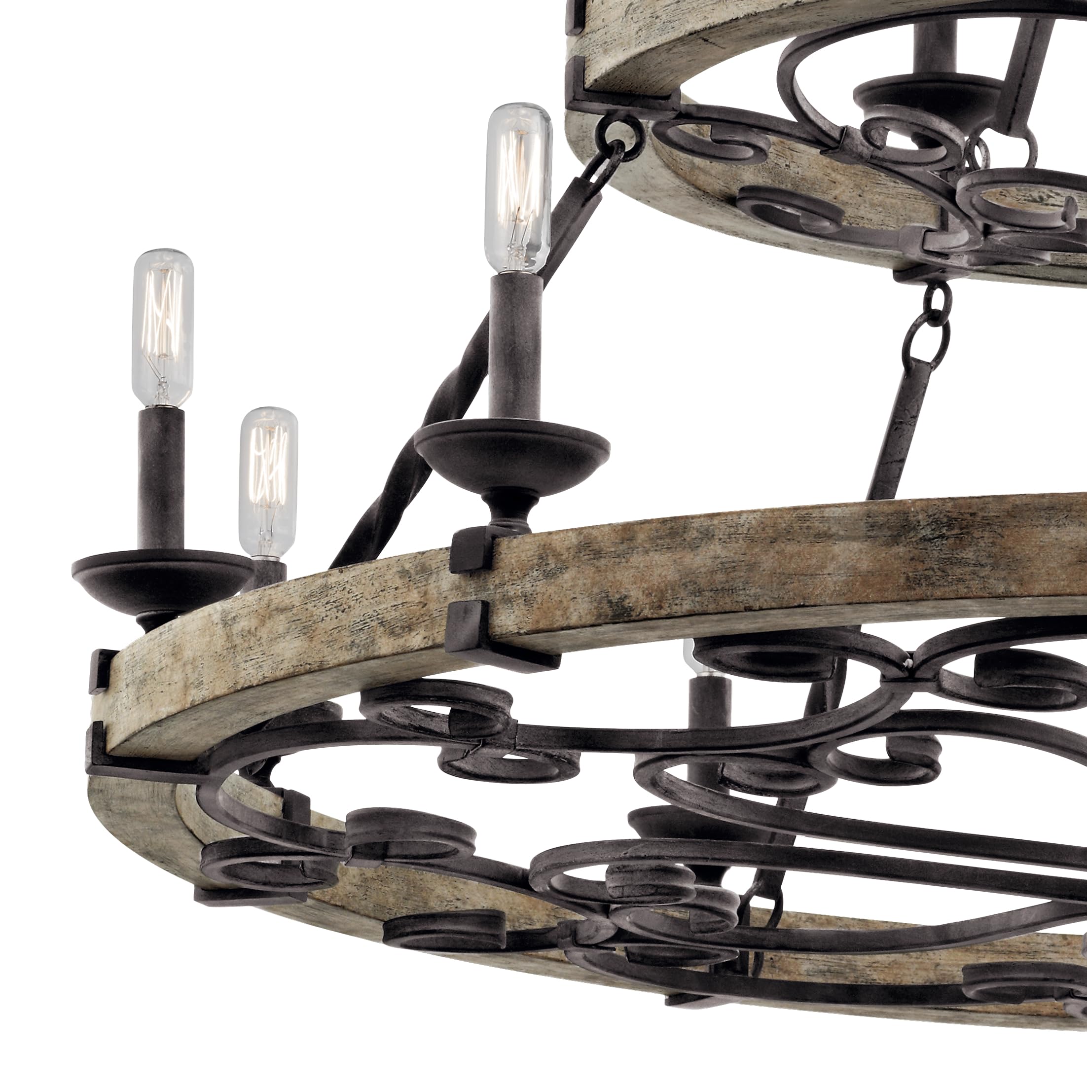kichler-taulbee-15-light-2-tier-chandelier-weathered-zinc-weathered-grey-wood-ac image 5