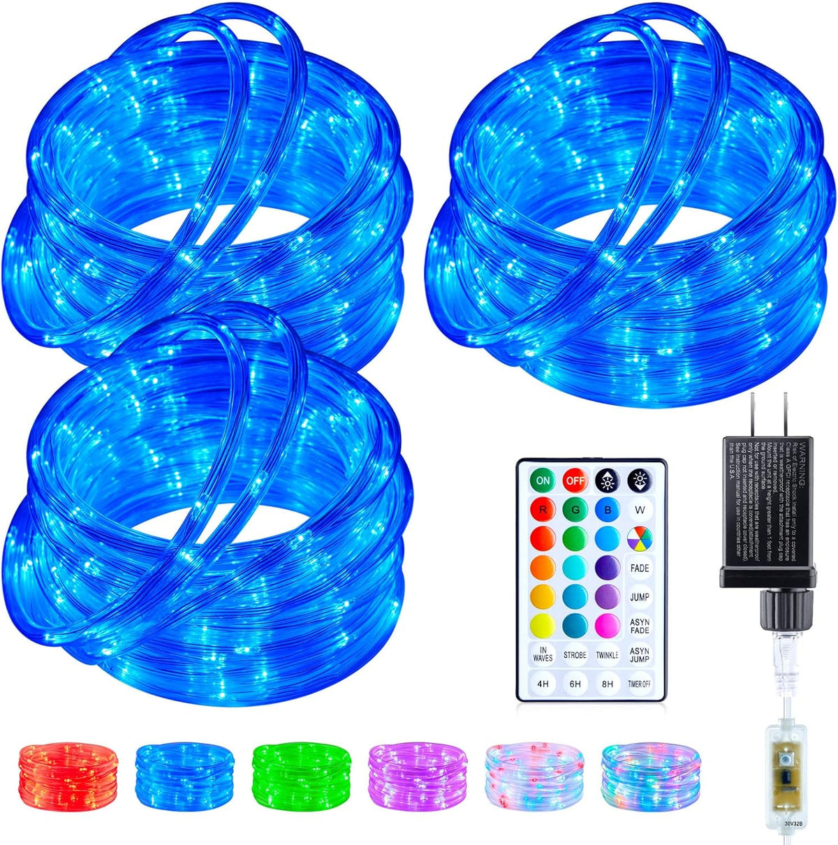 brightown-99ft-plug-in-300-led-18-colors-changing-outdoor-string-rope-lights-wit image 1