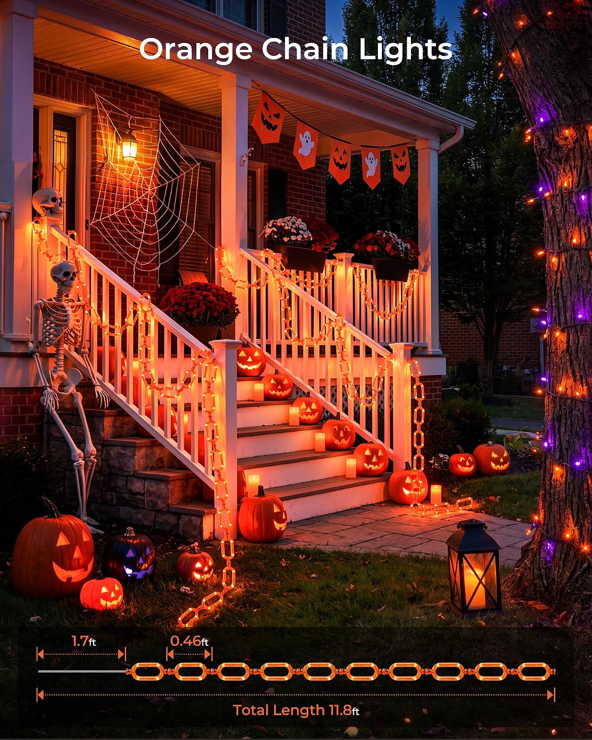 brightown-2-pack-10ft-battery-operated-orange-led-string-lights-88-leds-each-wit image 6