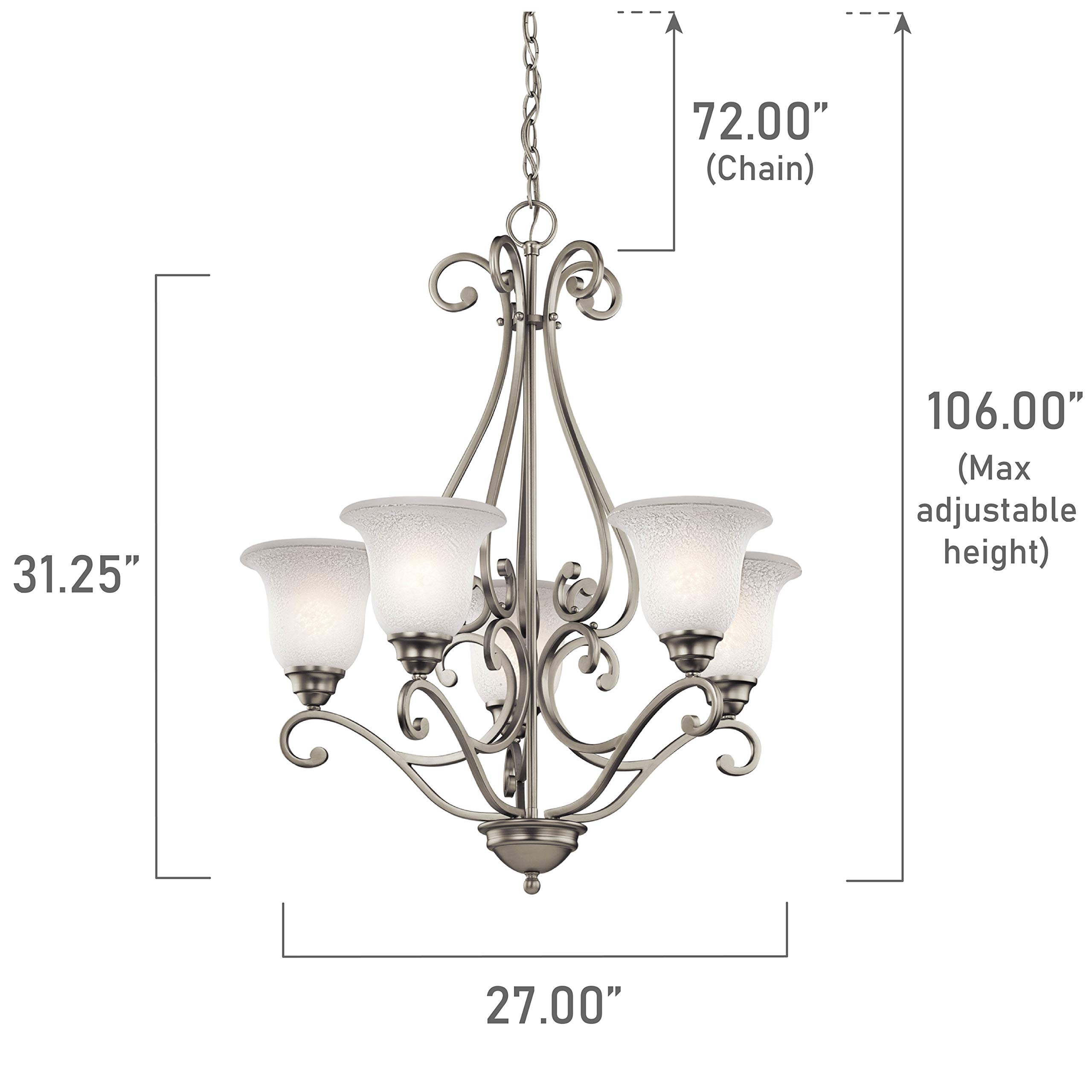 kichler-camerena-31-25-5-light-chandelier-brushed-nickel-with-white-scavo-glass- image 3