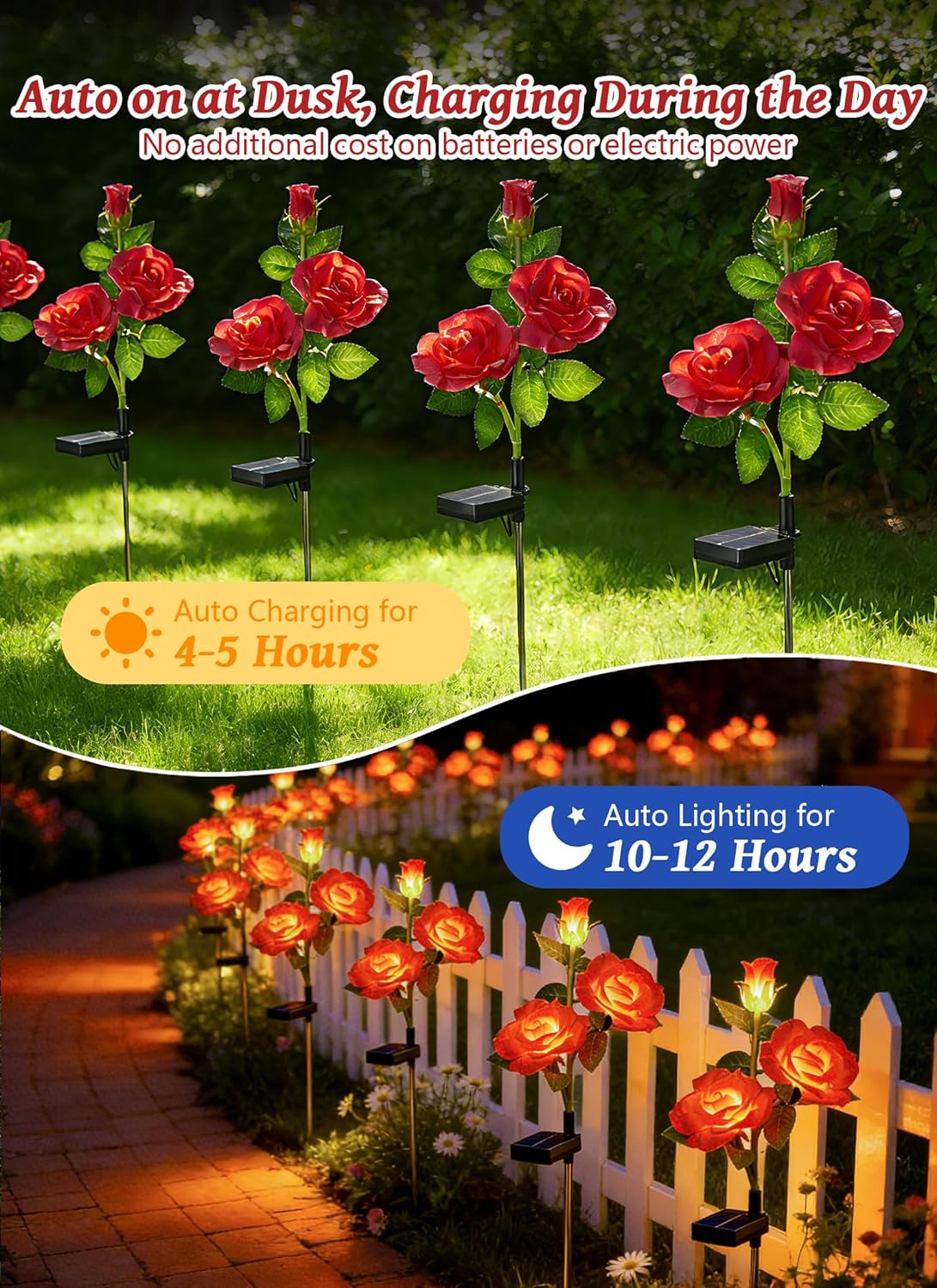 brightown-solar-powered-red-rose-garden-lights-4-pack-with-adjustable-stems-warm image 5