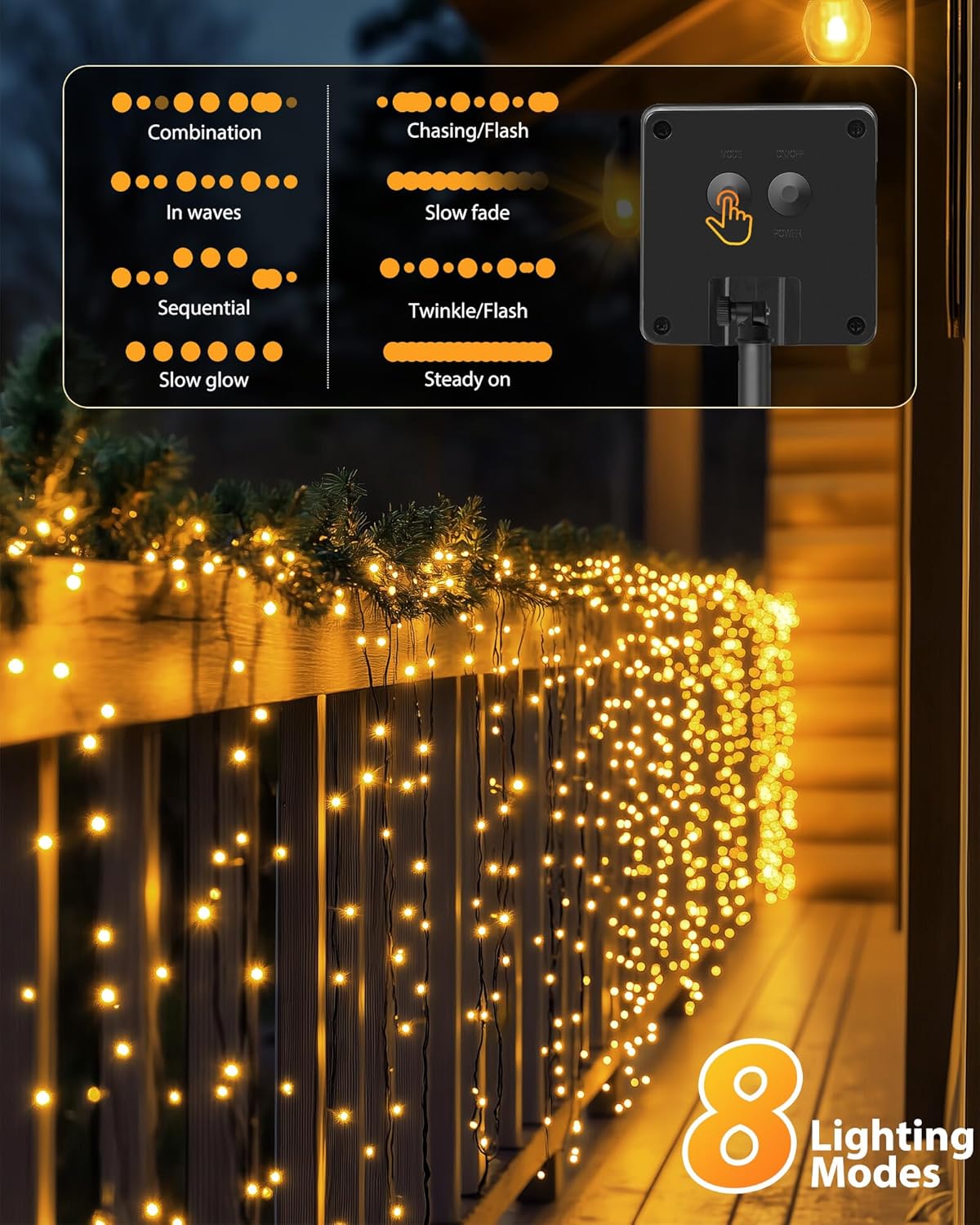 brightown-50ft-120-led-solar-string-lights-outdoor-warm-white-8-modes-ip65 image 3